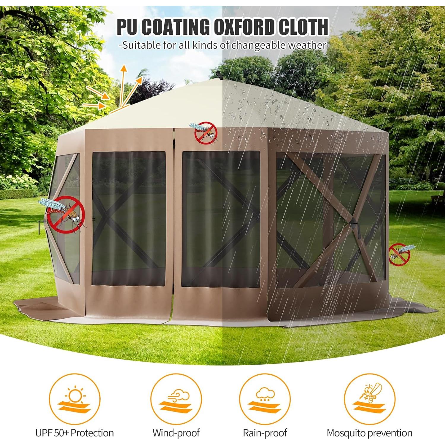 Carpa Pop-Up GarveeLife 3.05x3.05m Impermeable Marrón Beige