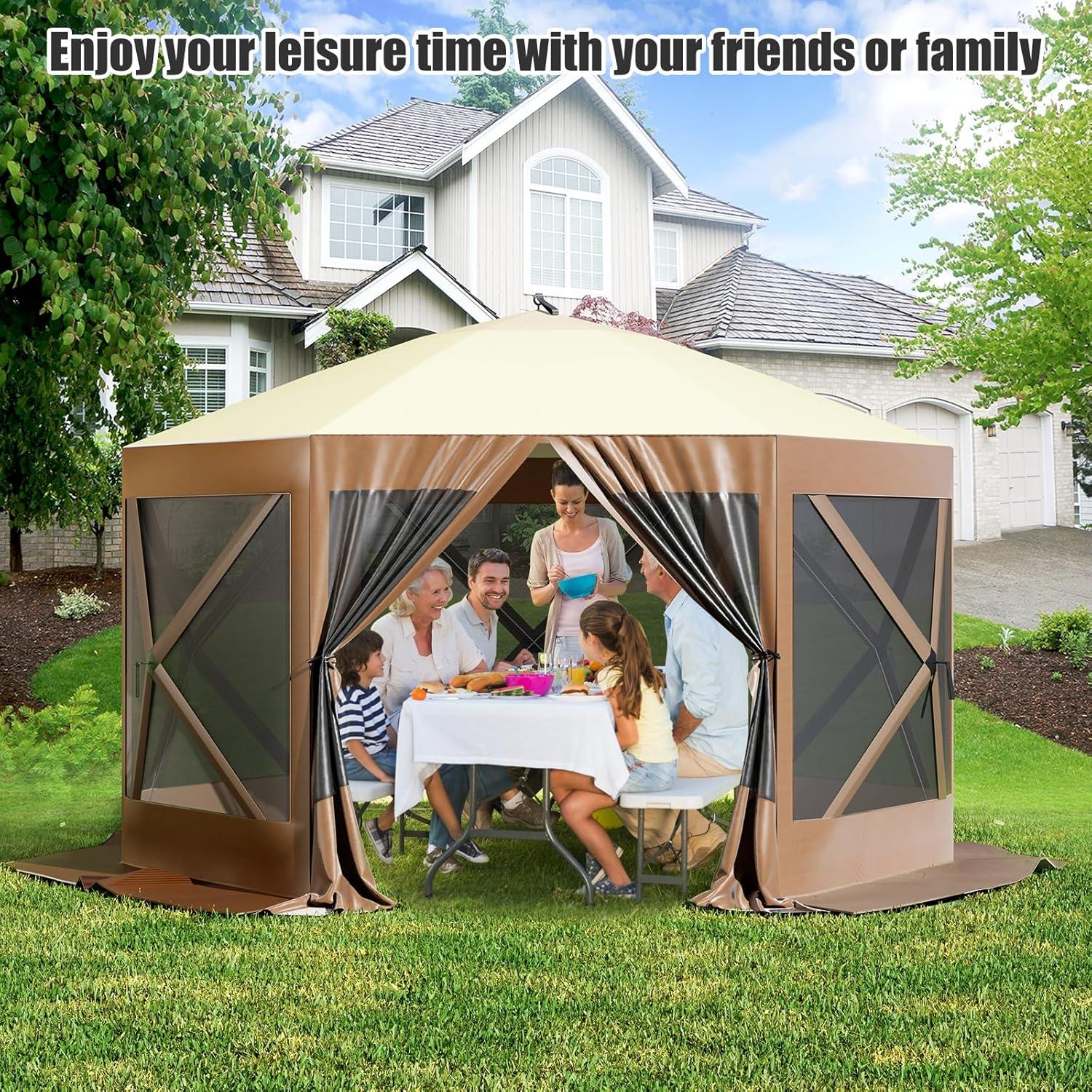 Carpa Pop-Up GarveeLife 3.05x3.05m Impermeable Marrón Beige