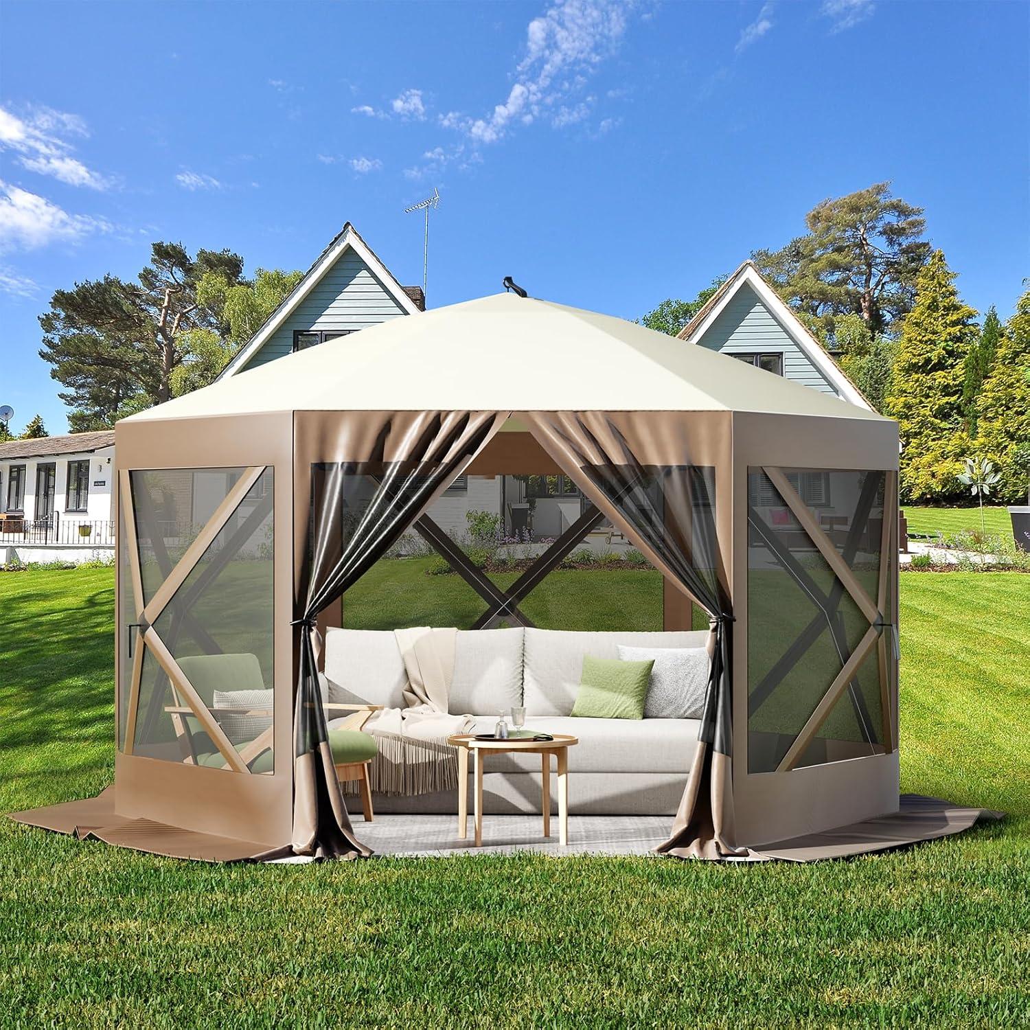 Carpa Pop-Up GarveeLife 3.05x3.05m Impermeable Marrón Beige