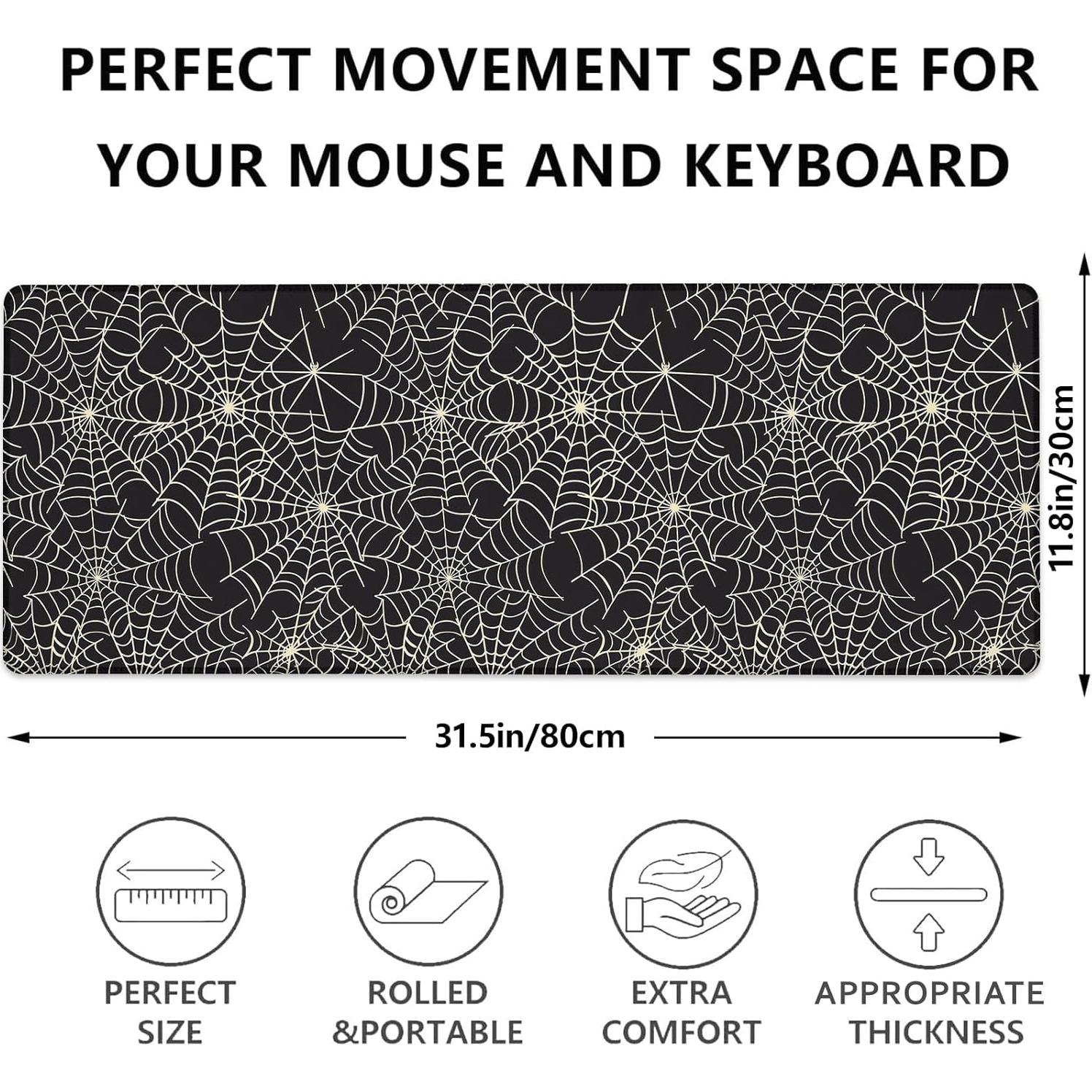 Alfombrilla de Ratón Antideslizante Dhakalrlde 80x30cm Estilo Telaraña