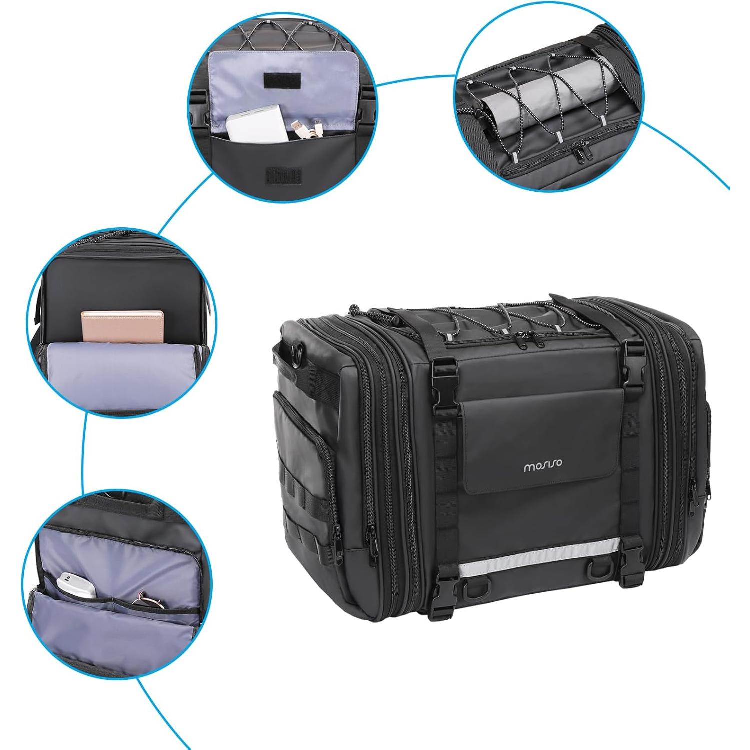 Bolsa de Cola para Motocicleta MOSISO Expandible 32L-48L