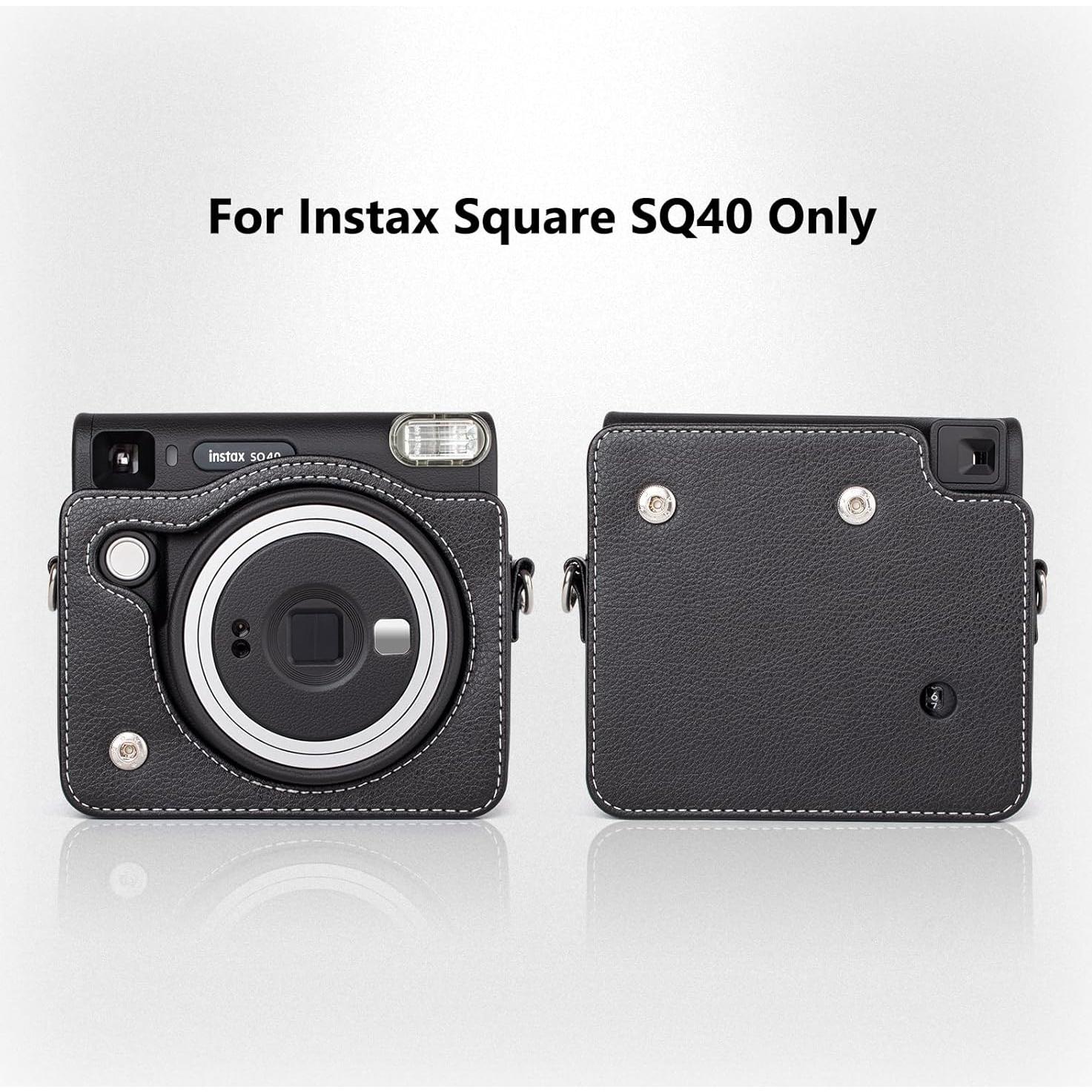 Funda Protectora de Cuero PU para Fujifilm Instax SQ40 - Negro Clásico