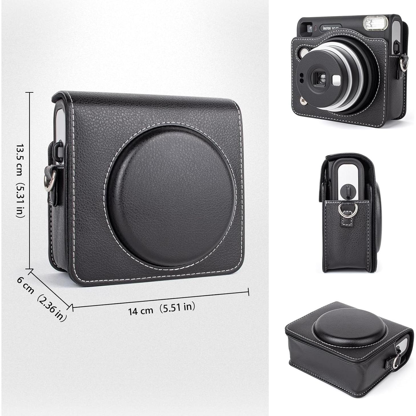 Funda Protectora de Cuero PU para Fujifilm Instax SQ40 - Negro Clásico