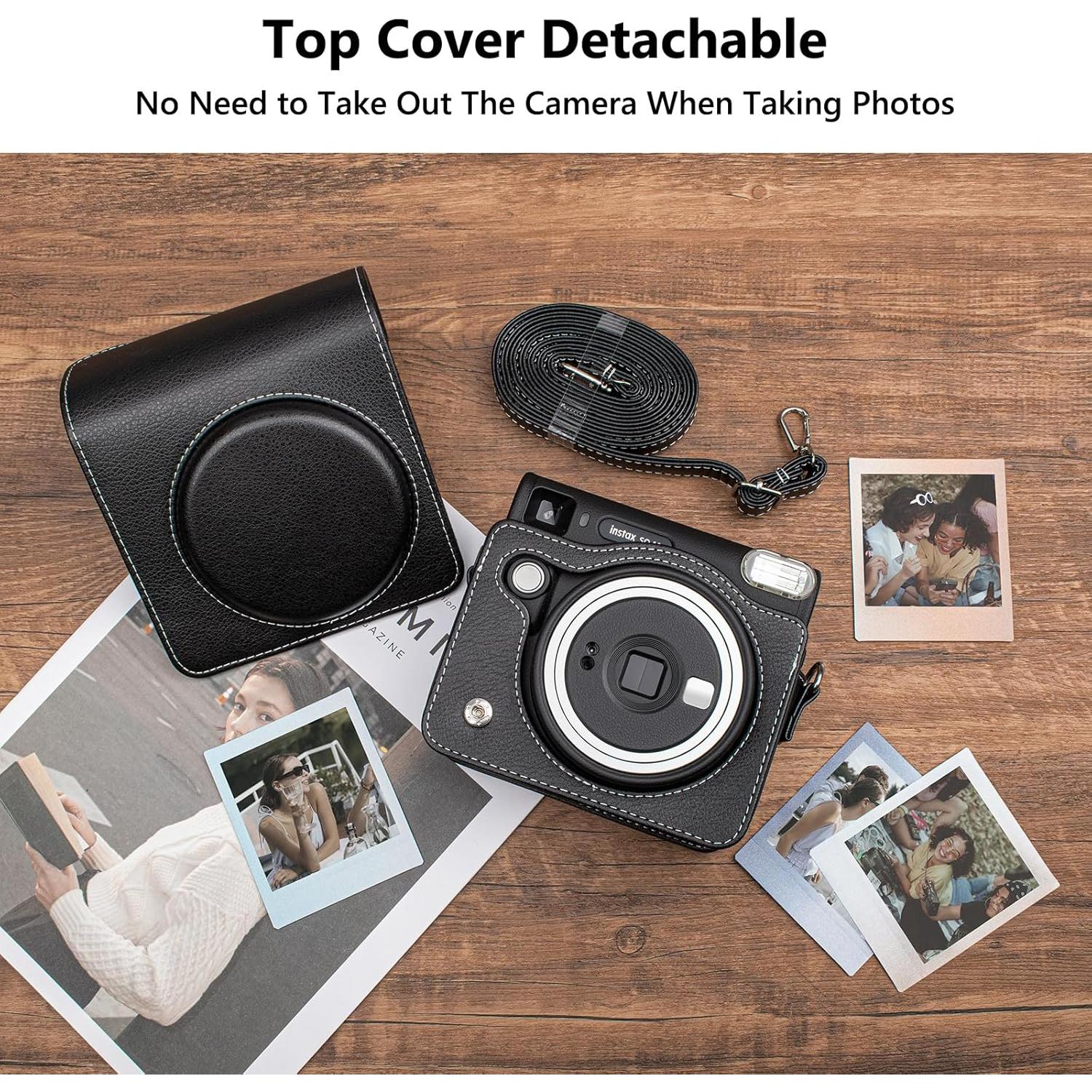 Funda Protectora de Cuero PU para Fujifilm Instax SQ40 - Negro Clásico