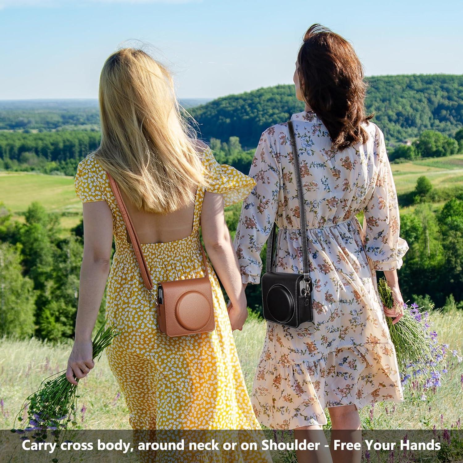 Funda Protectora de Cuero PU para Fujifilm Instax SQ40 - Negro Clásico