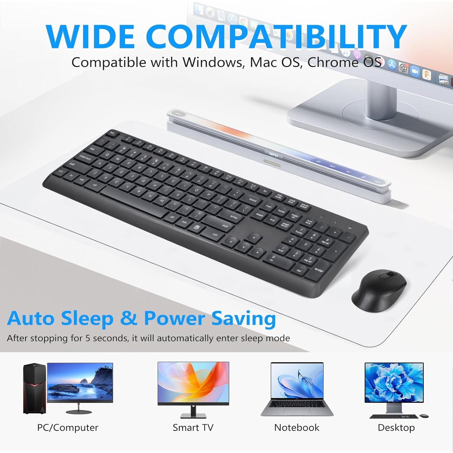 Combo Teclado y Ratón Inalámbricos Silenciosos HUO JI Negro