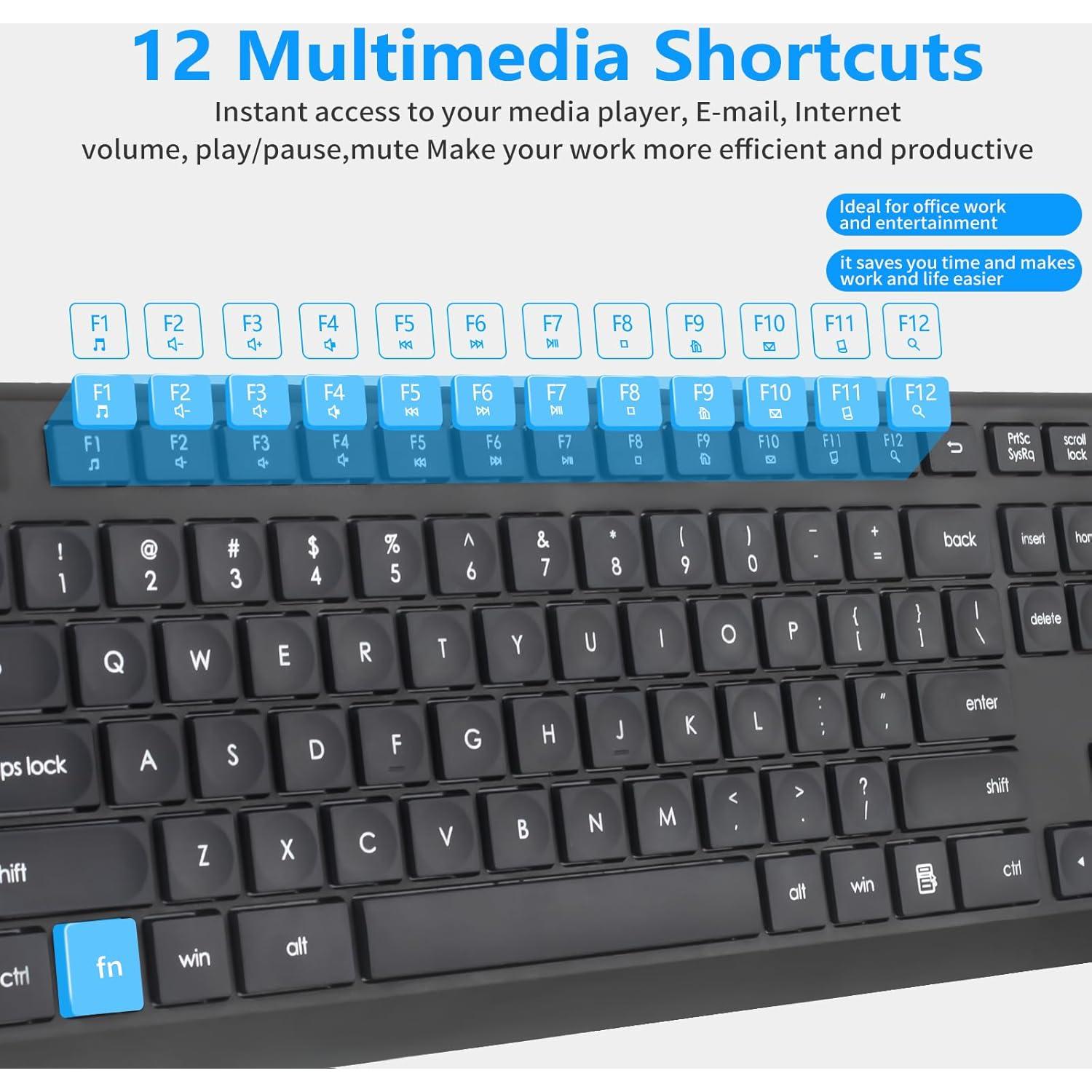 Combo Teclado y Ratón Inalámbricos Silenciosos HUO JI Negro