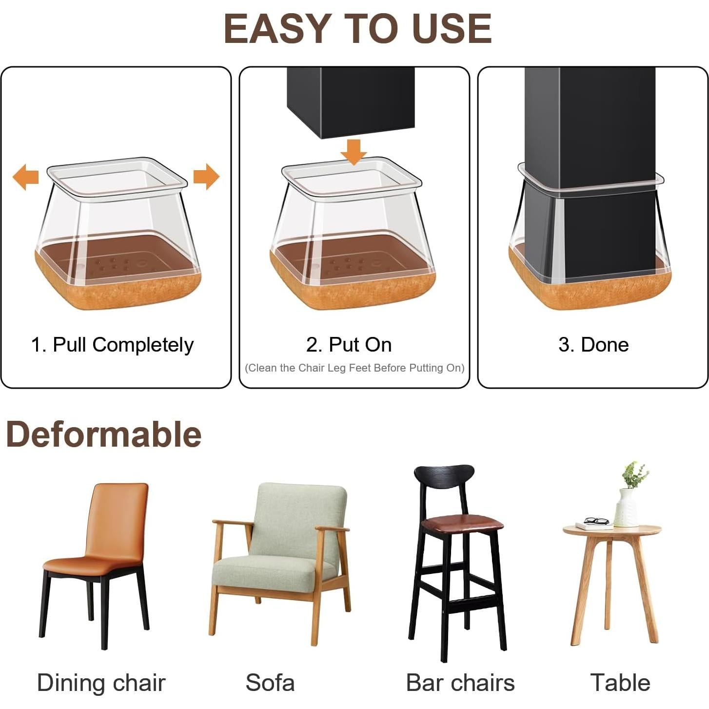 OCONDA 20 Pcs Protectores de Suelo para Patas de Sillas XL