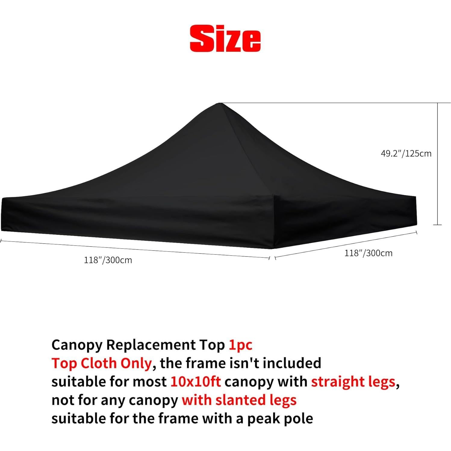 Cubierta de Reemplazo para Toldos Plegables Rinling 3x3m Negra