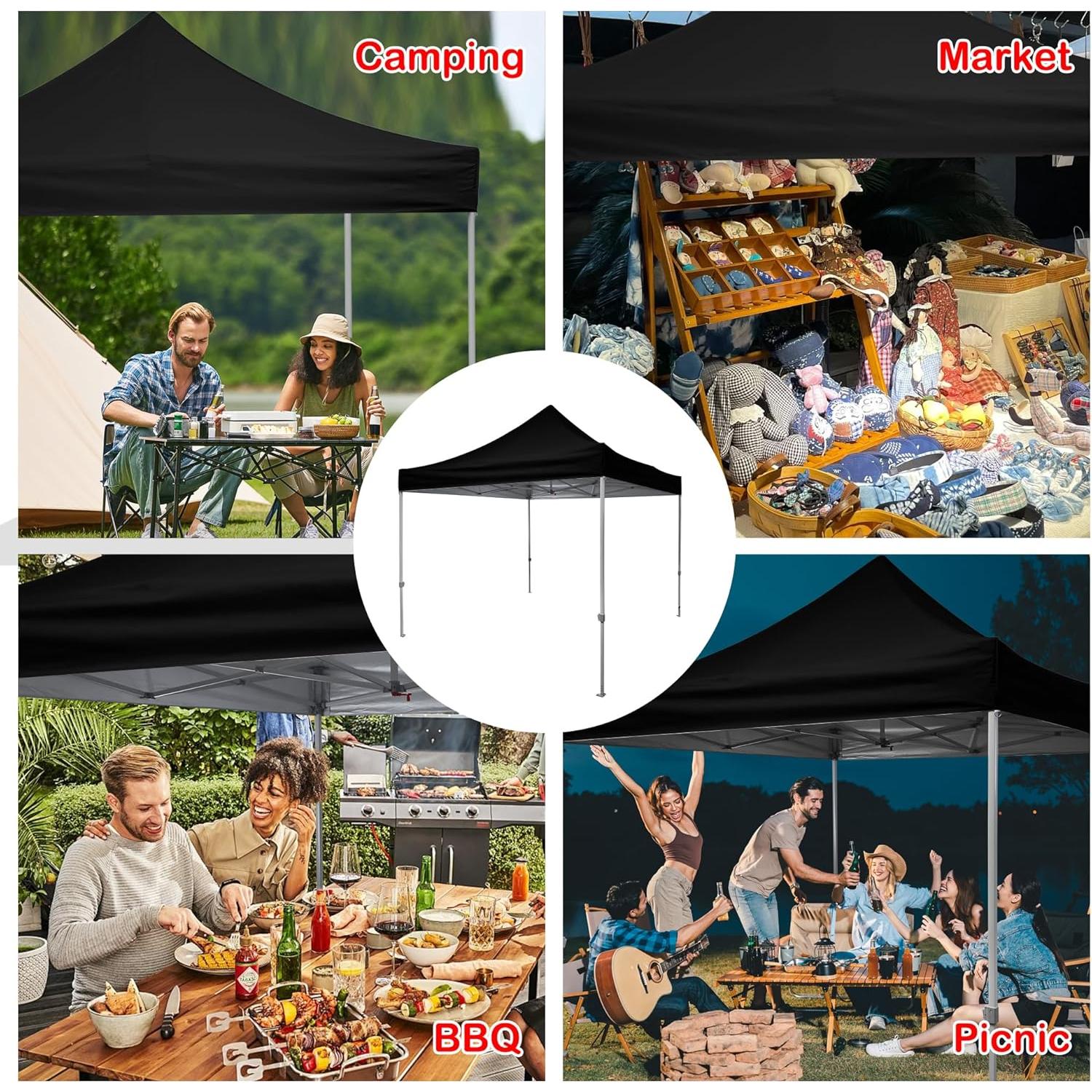 Cubierta de Reemplazo para Toldos Plegables Rinling 3x3m Negra