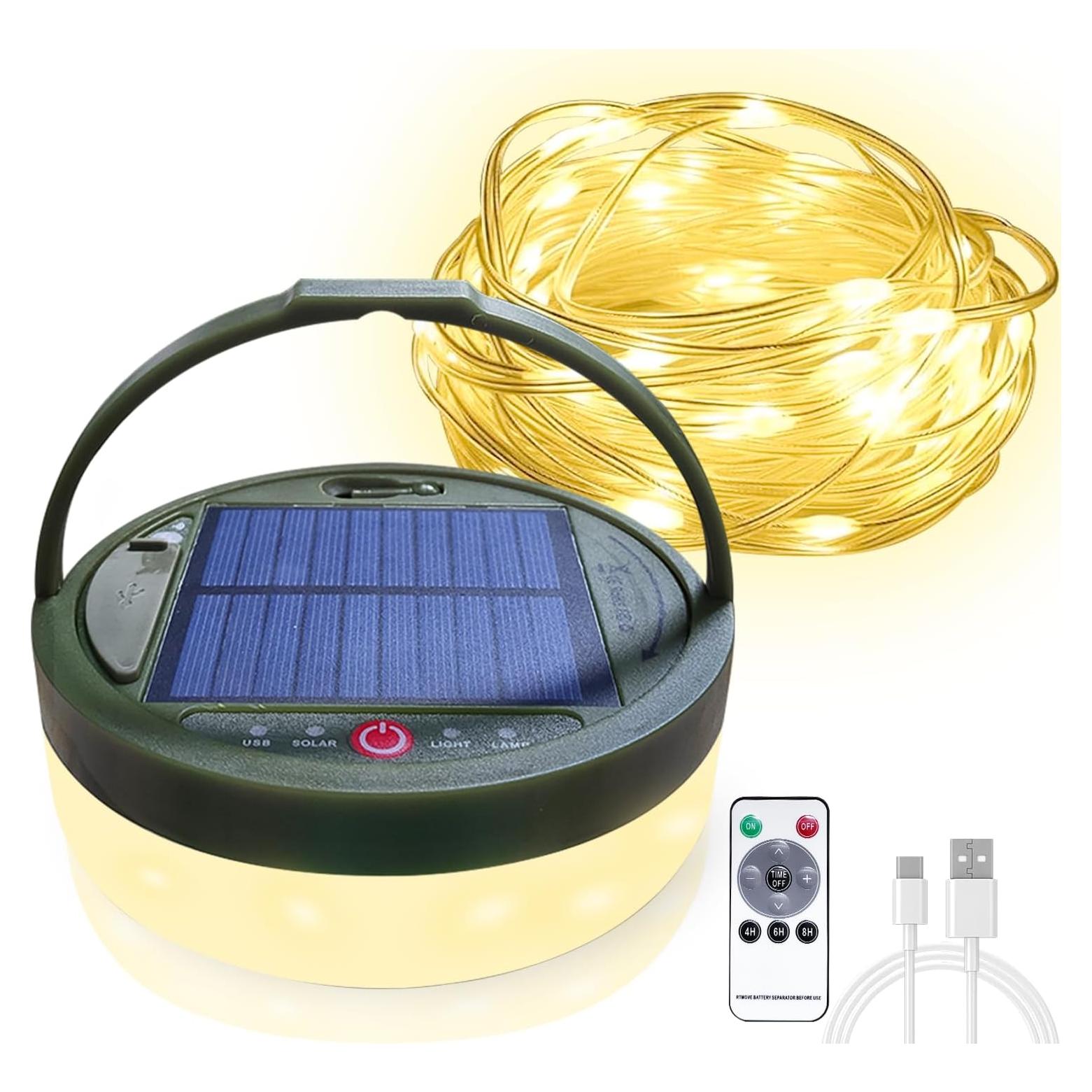 Luces de Cadena para Camping SWEALEER 12m Recargables Solar USB