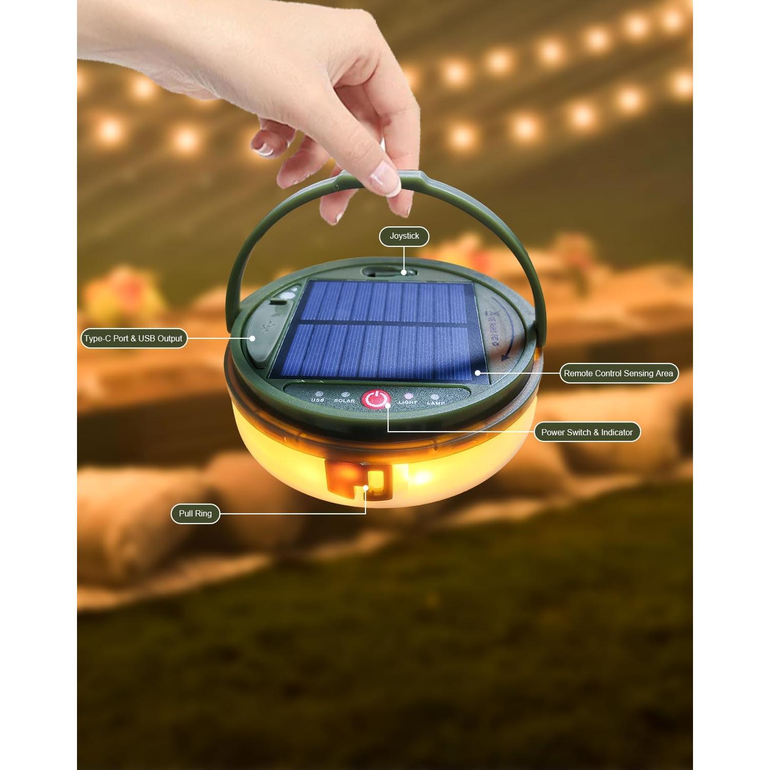 Luces de Cadena para Camping SWEALEER 12m Recargables Solar USB