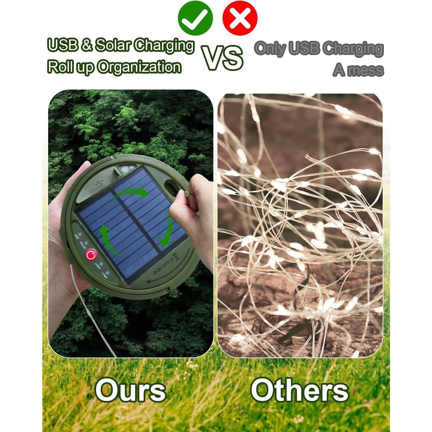 Luces de Cadena para Camping SWEALEER 12m Recargables Solar USB