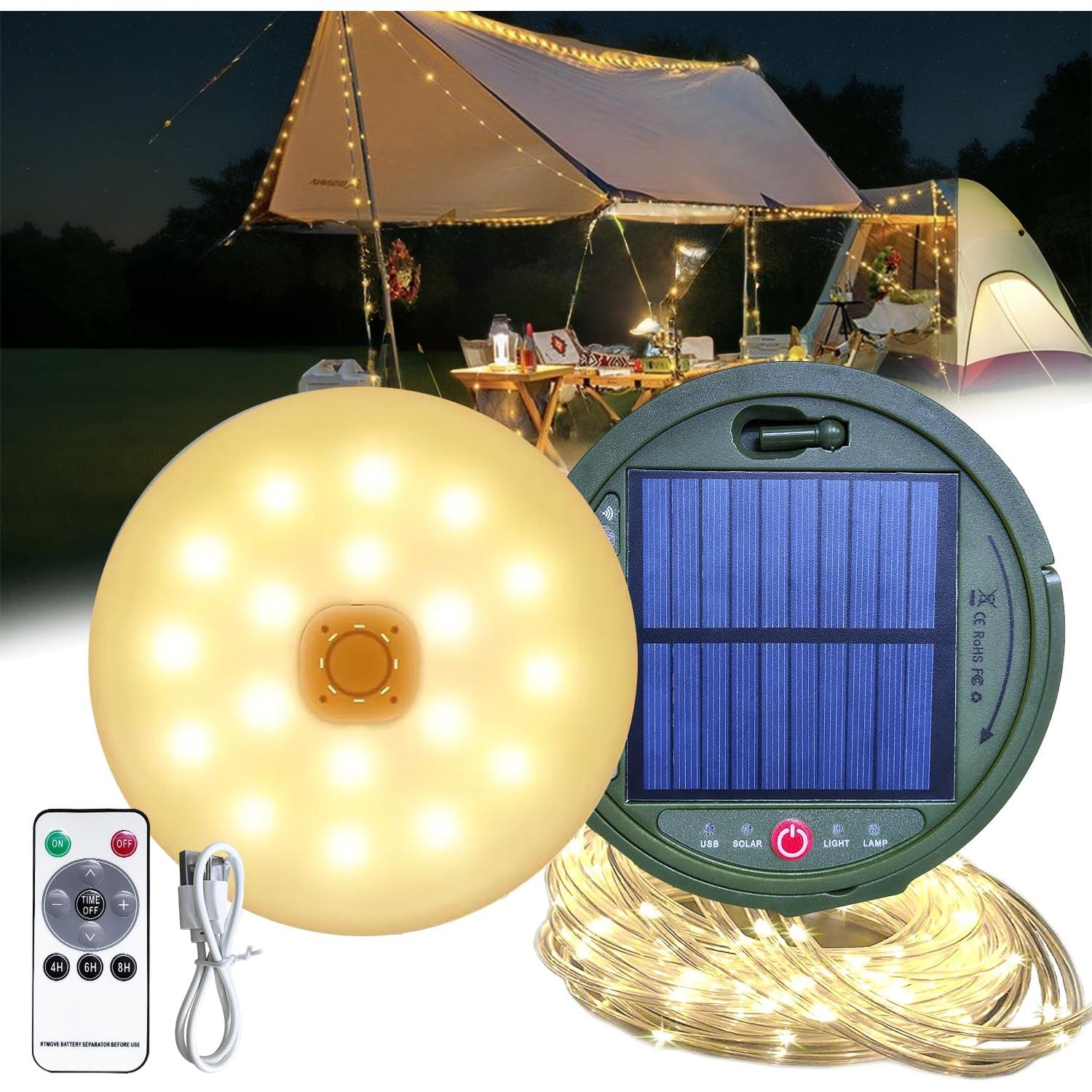 Luces de Cadena para Camping SWEALEER 12m Recargables Solar USB