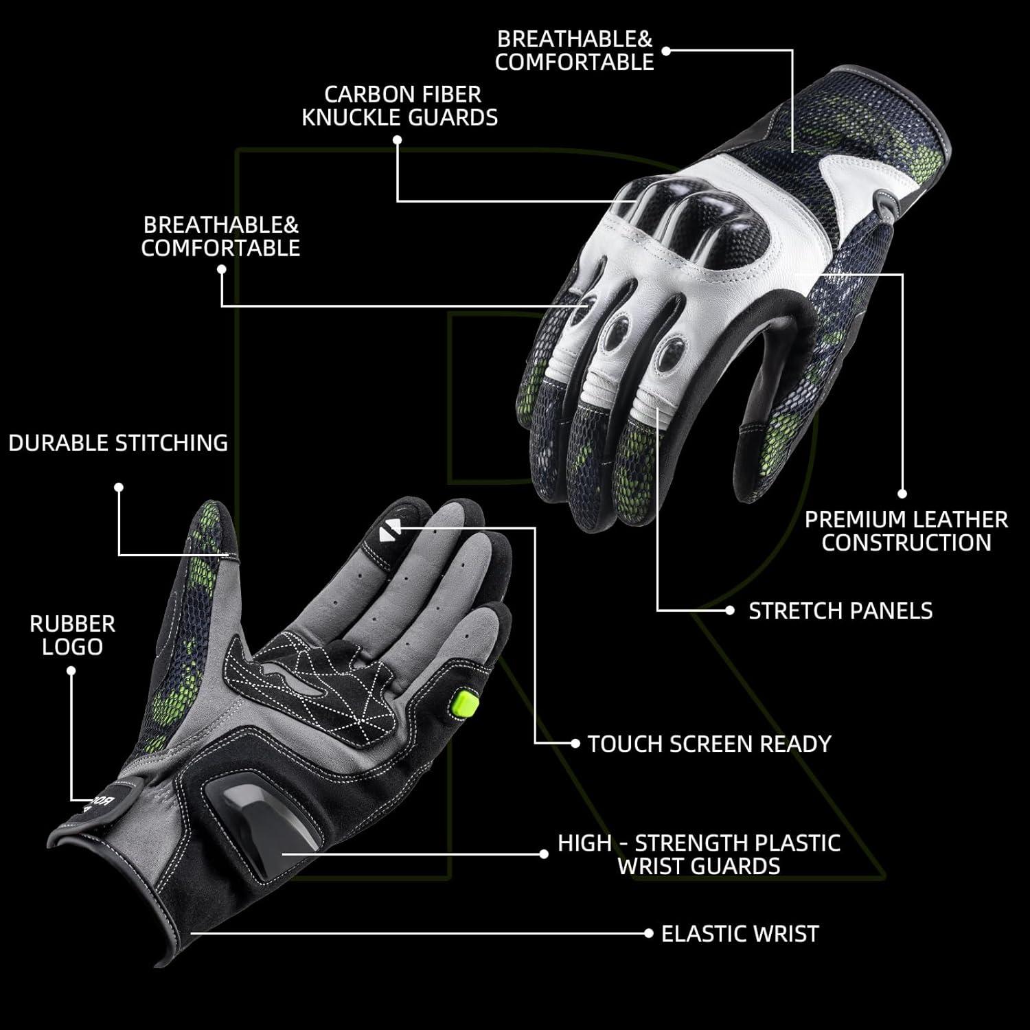 Guantes de motocicleta ROCKBROS 2024 - Protección nudillos