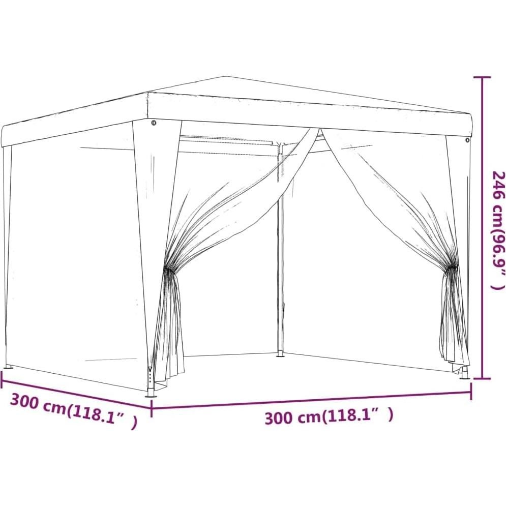 Carpa de Fiesta ANYCHOLE 3x3m con 4 Paredes de Malla Roja