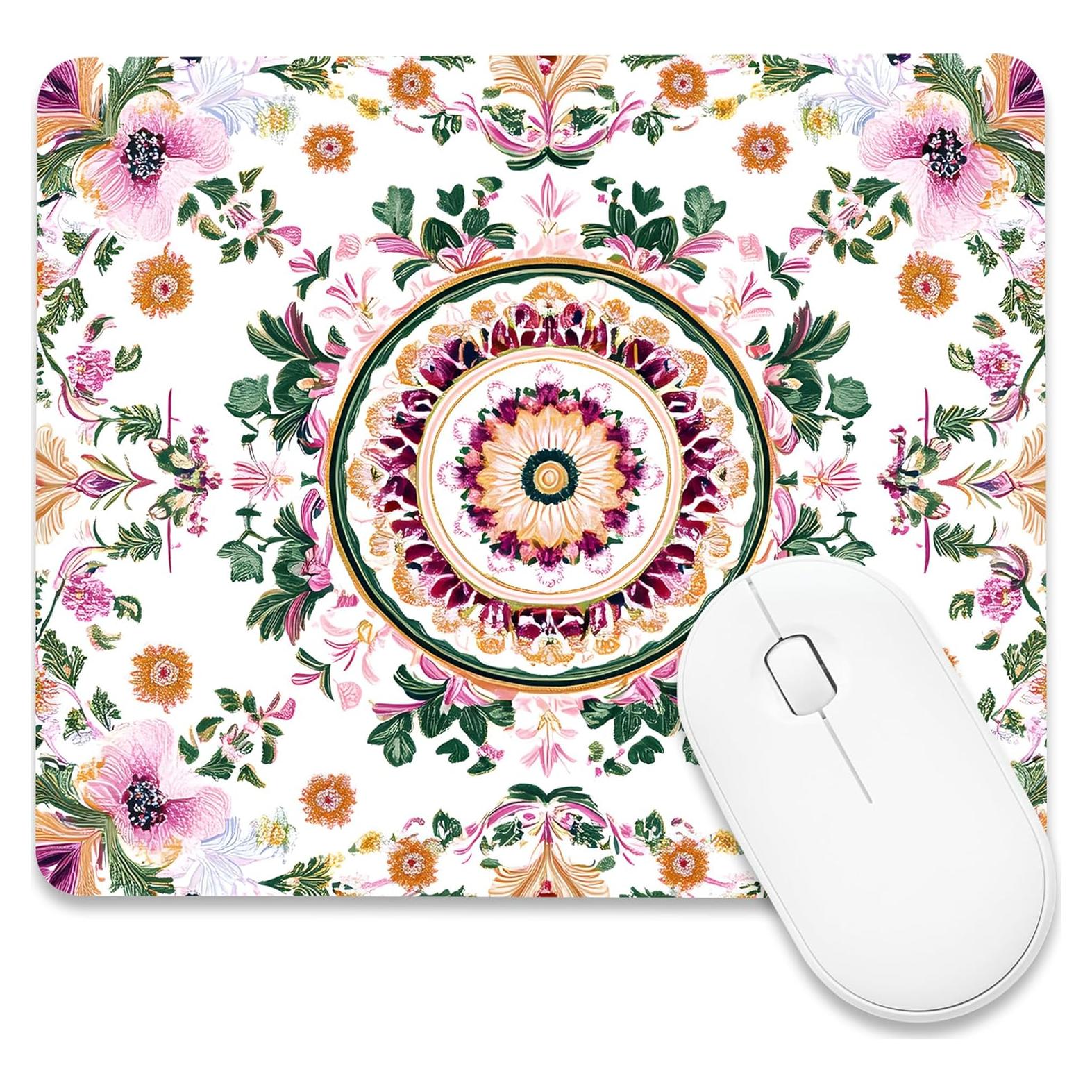 Alfombrilla de Ratón BLYKVGHQ Abstracta Floral Rosa 24.1x20.1cm