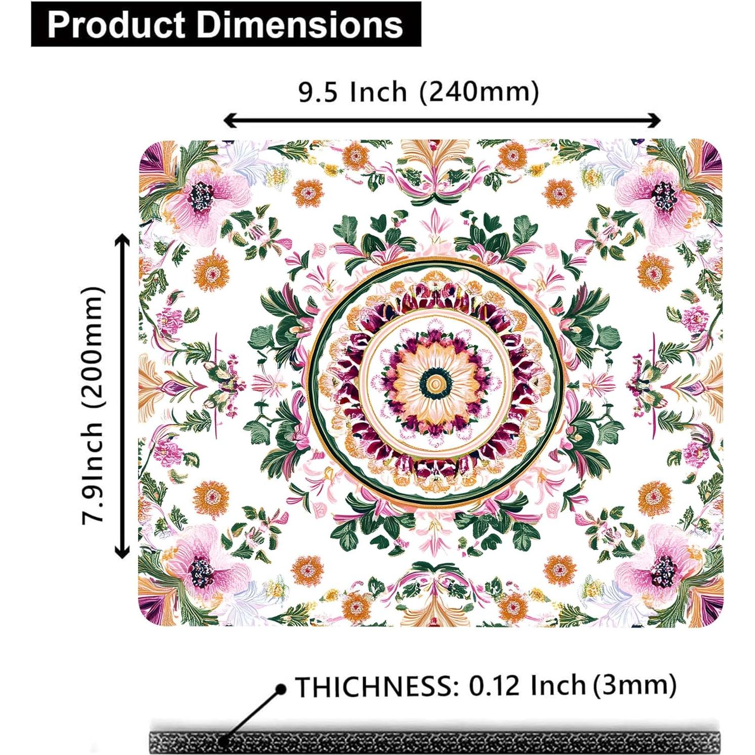 Alfombrilla de Ratón BLYKVGHQ Abstracta Floral Rosa 24.1x20.1cm