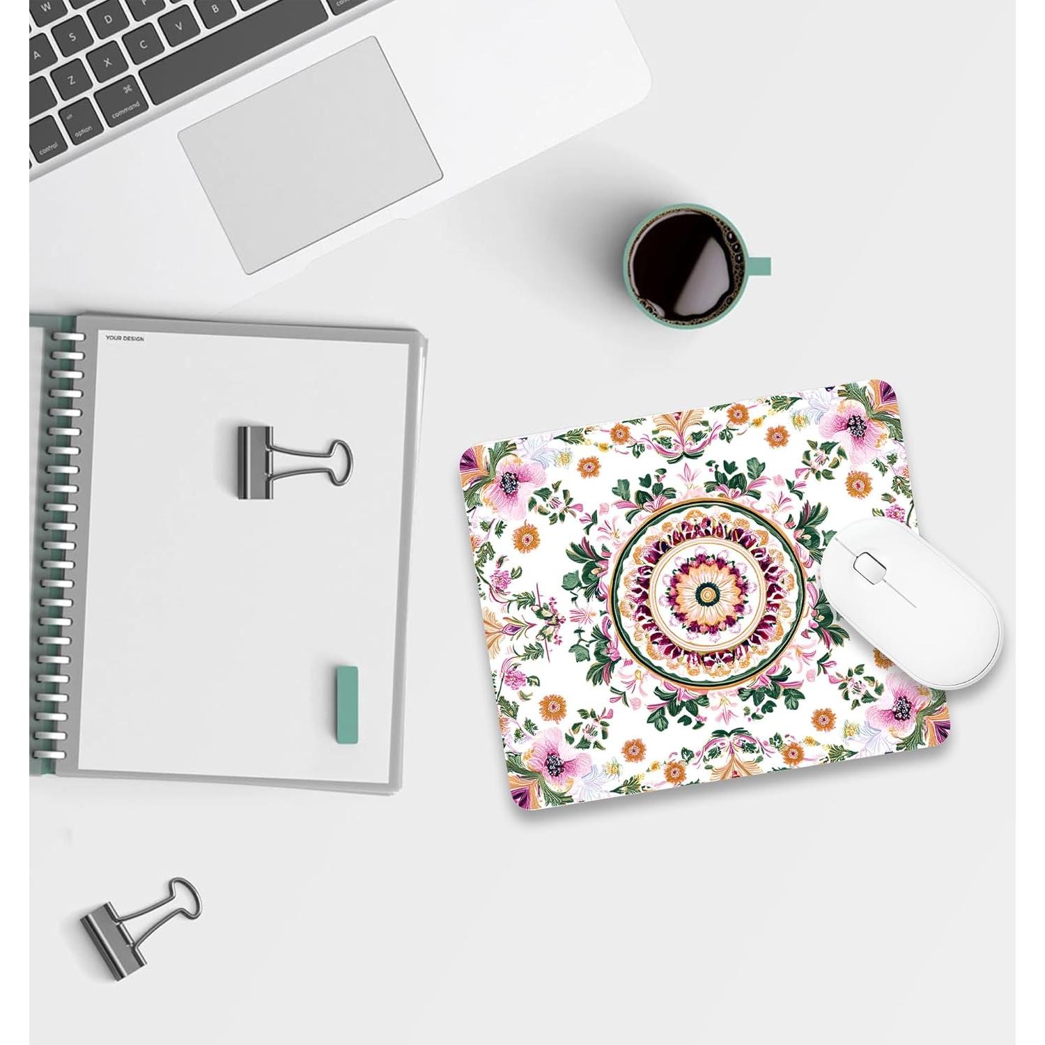 Alfombrilla de Ratón BLYKVGHQ Abstracta Floral Rosa 24.1x20.1cm