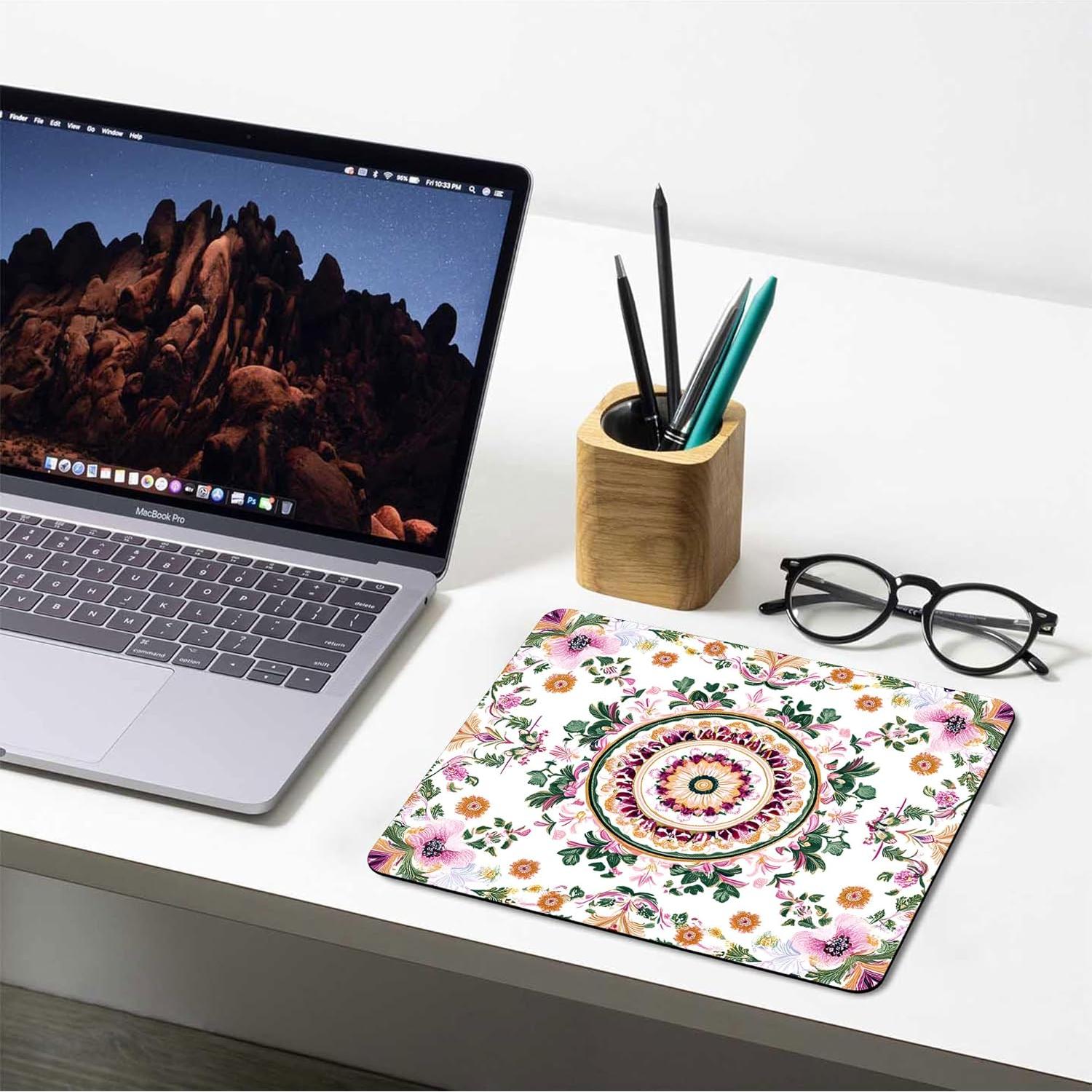 Alfombrilla de Ratón BLYKVGHQ Abstracta Floral Rosa 24.1x20.1cm