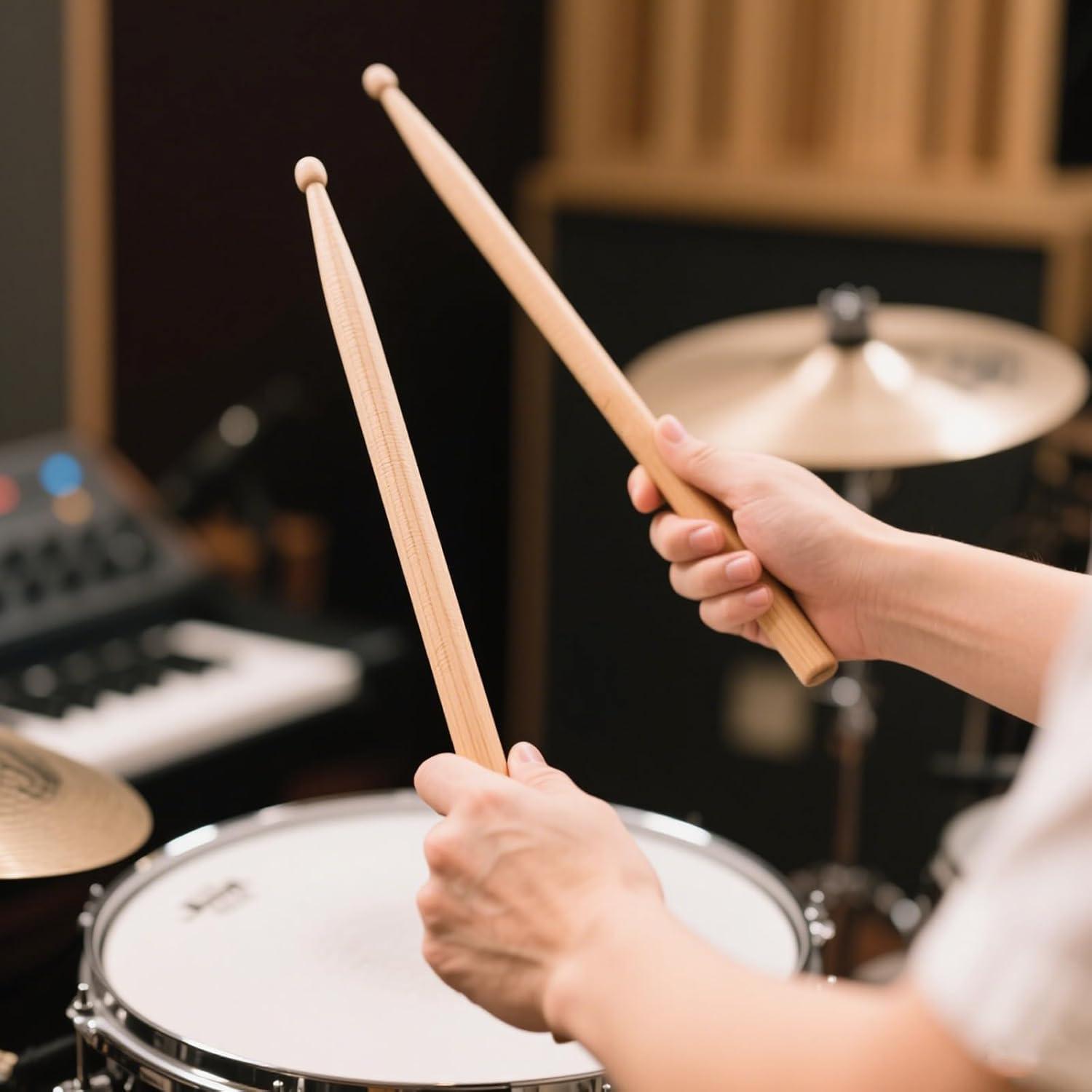 Palillos de Batería 5A de Madera de Arce - 24 Pares