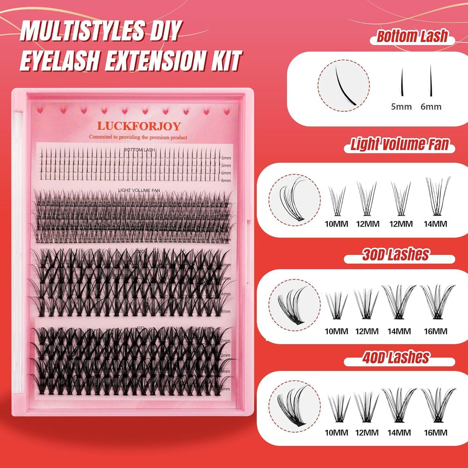 Kit de Extensión de Pestañas LUCKFORJOY 30D 40D 480PCS