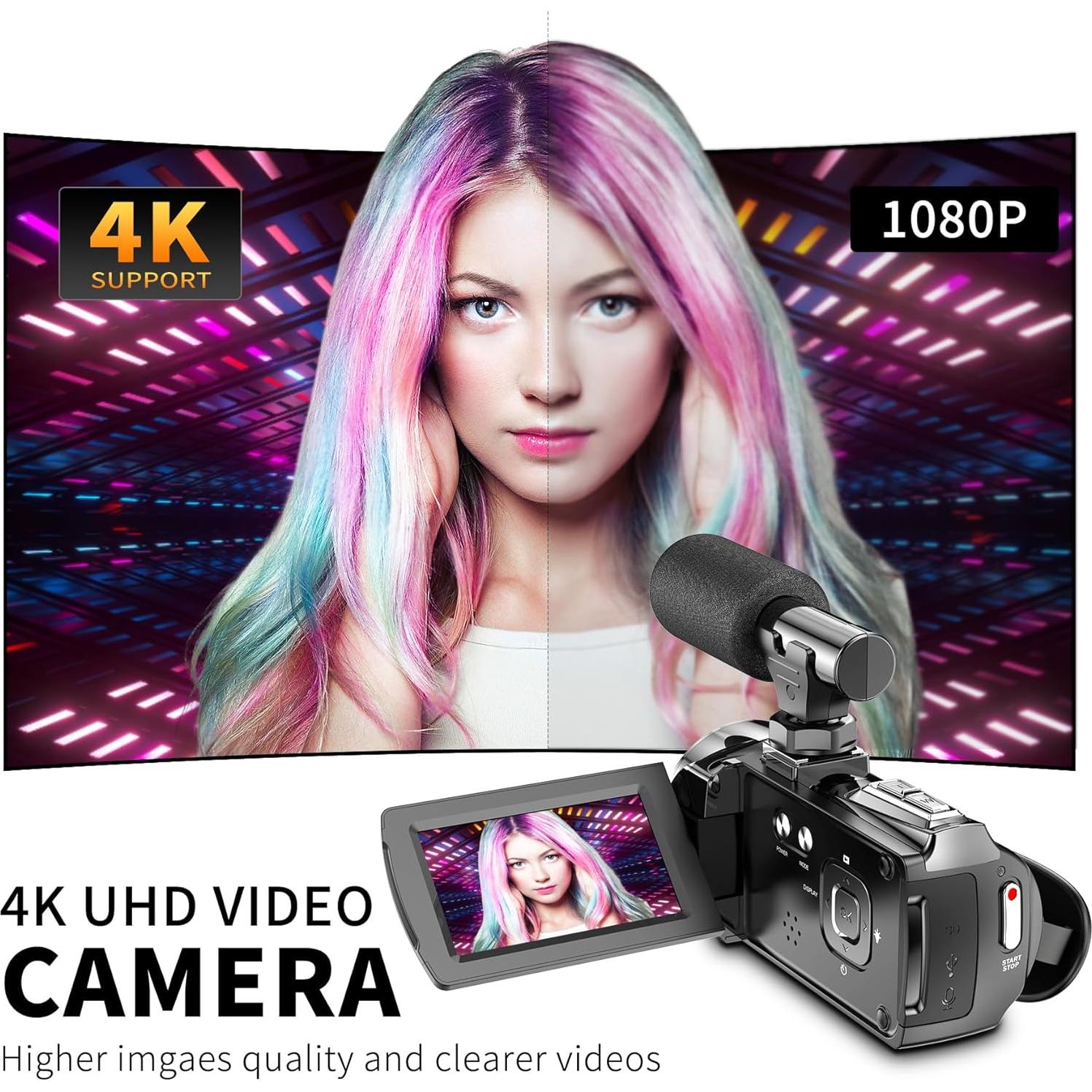 Cámara de Video 4K Hojocojo 36 MP con Zoom 18X y Pantalla 3"