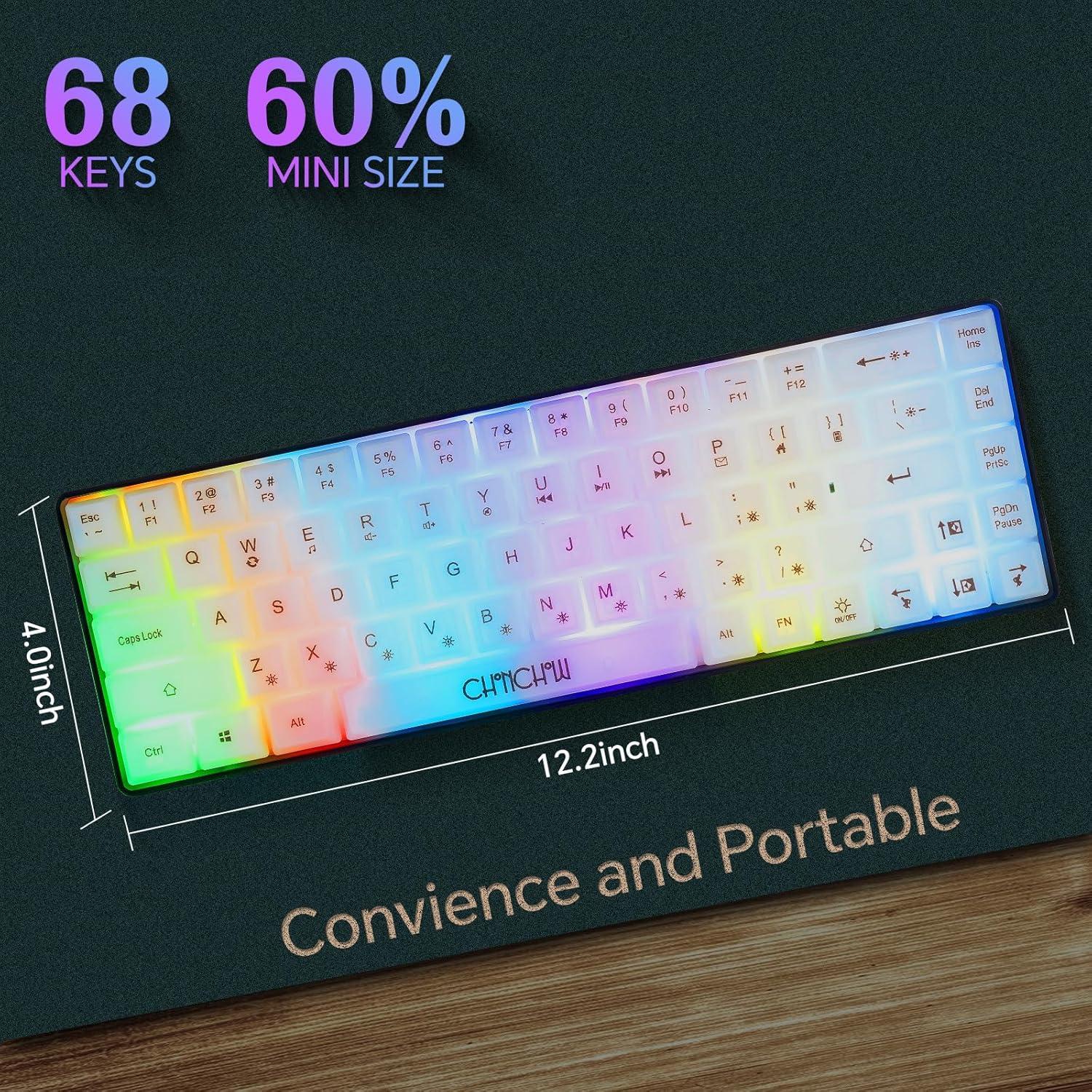 Teclado Gaming Mini 60% CHONCHOW G31D RGB USB C Compacto