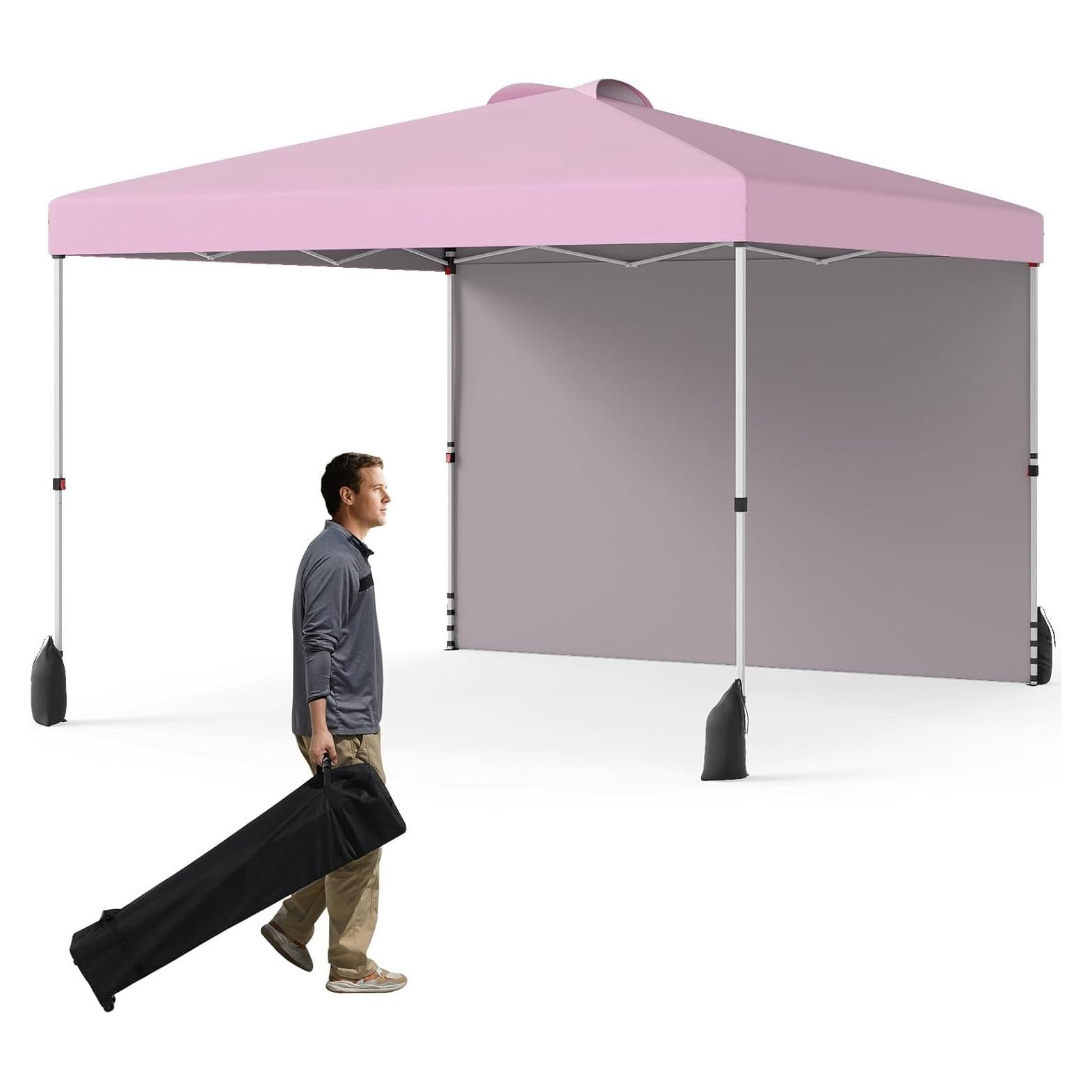 Carpa Plegable Tangkula 3x3m Rosa con Pared Lateral y Accesorios