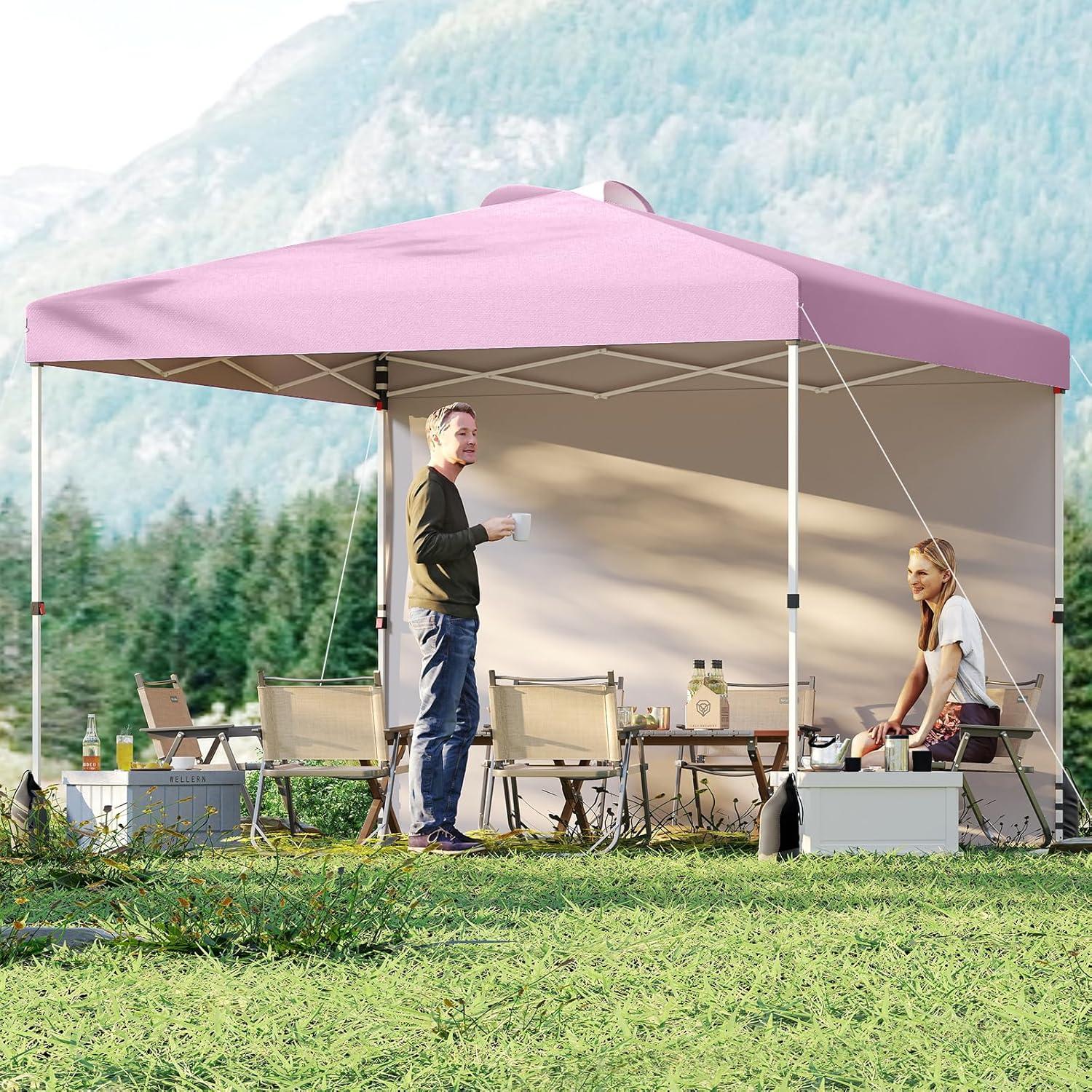 Carpa Plegable Tangkula 3x3m Rosa con Pared Lateral y Accesorios