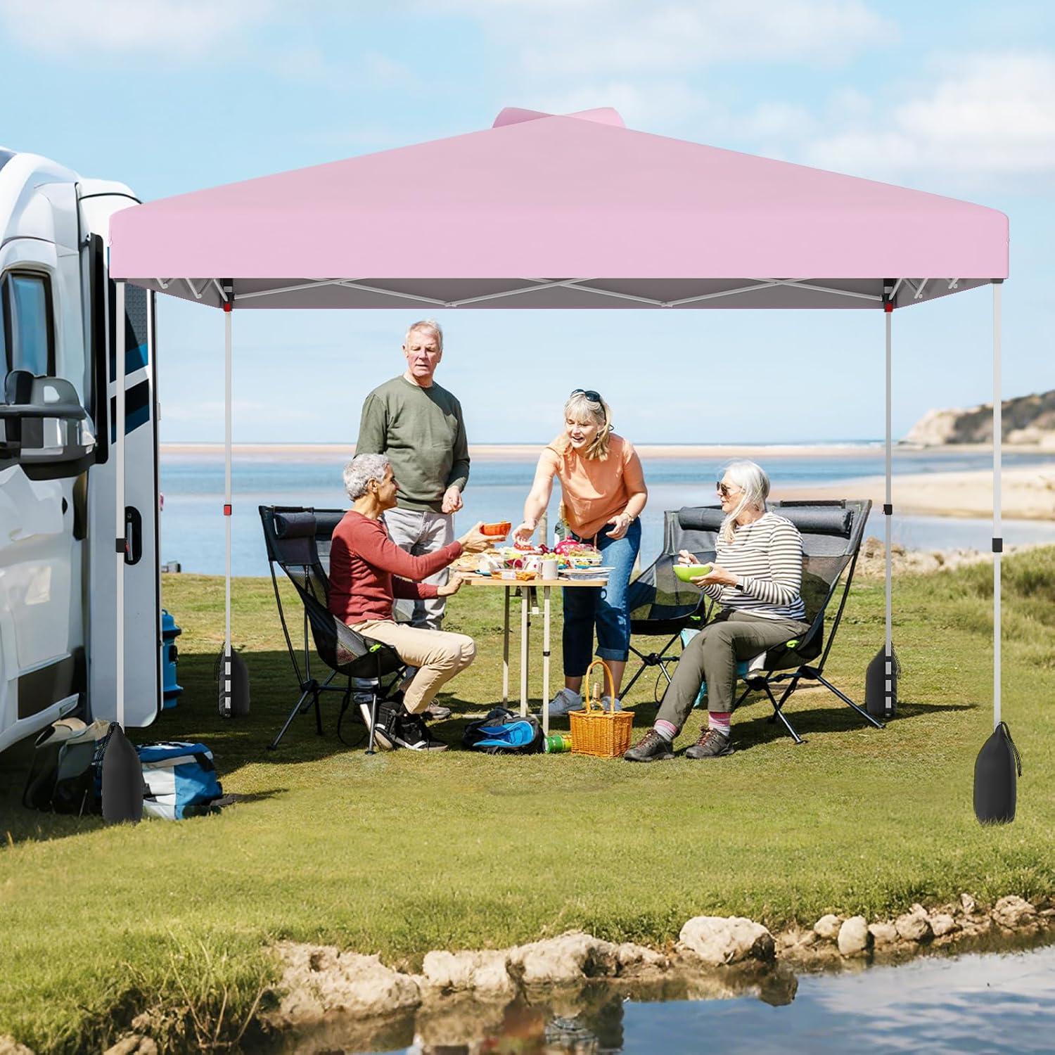 Carpa Plegable Tangkula 3x3m Rosa con Pared Lateral y Accesorios