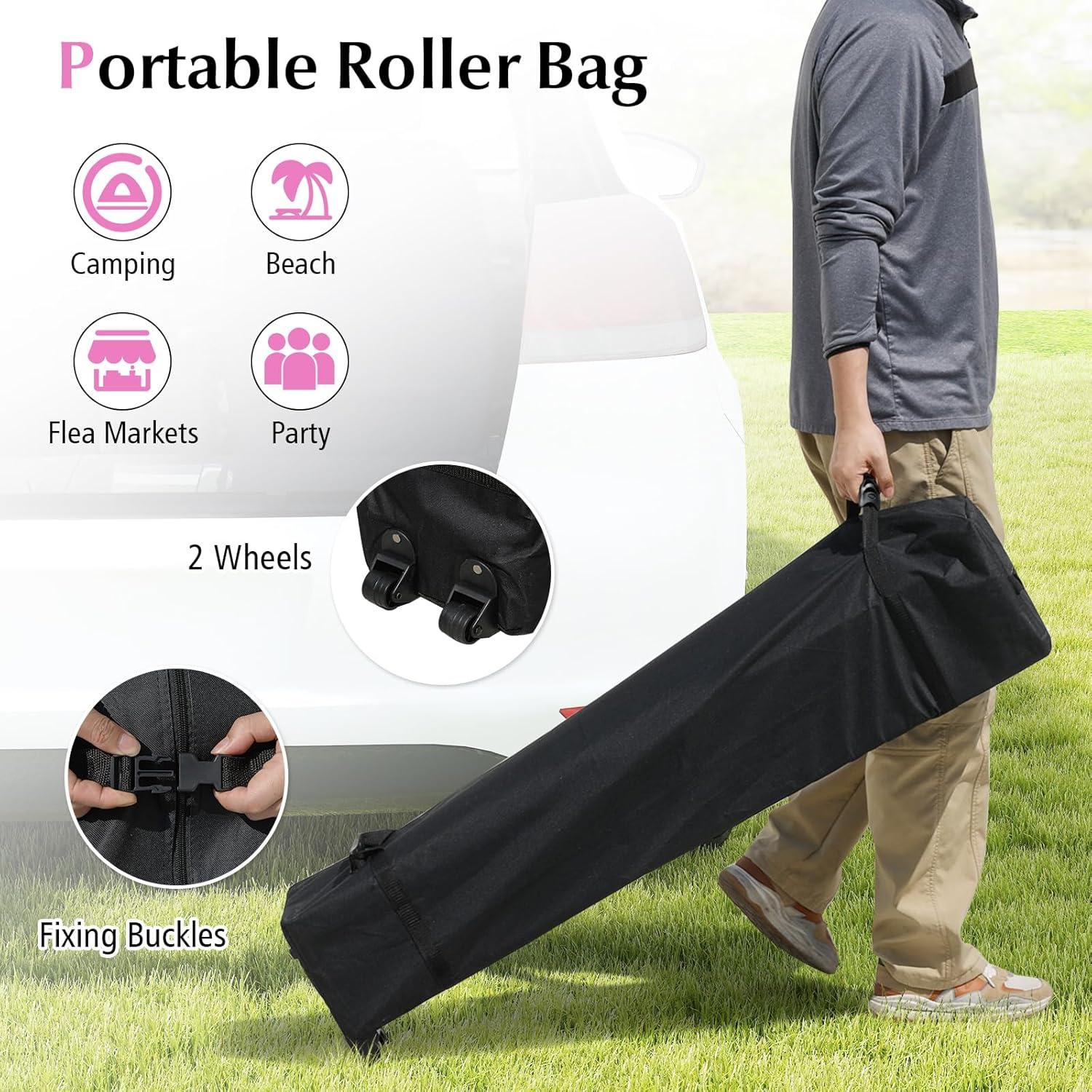 Carpa Plegable Tangkula 3x3m Rosa con Pared Lateral y Accesorios