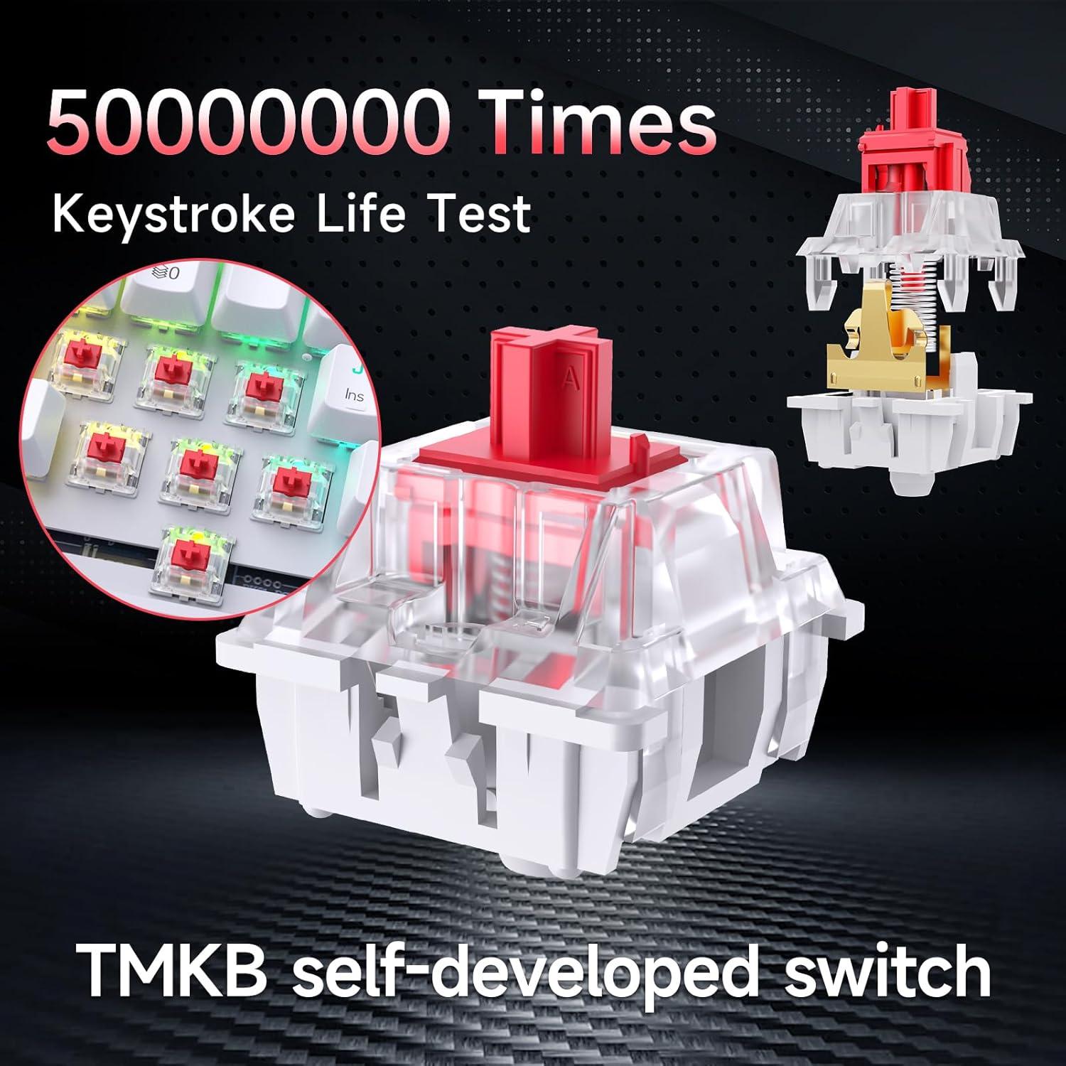 Teclado Mecánico DIERYA DK63 Inalámbrico RGB 60% Blanco