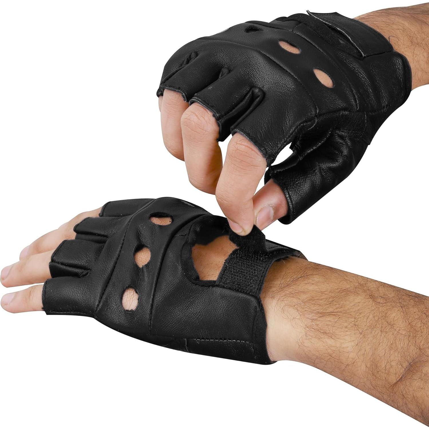 Guantes de Cuero Royal Coalition LGV-89 Sin Dedos Negro