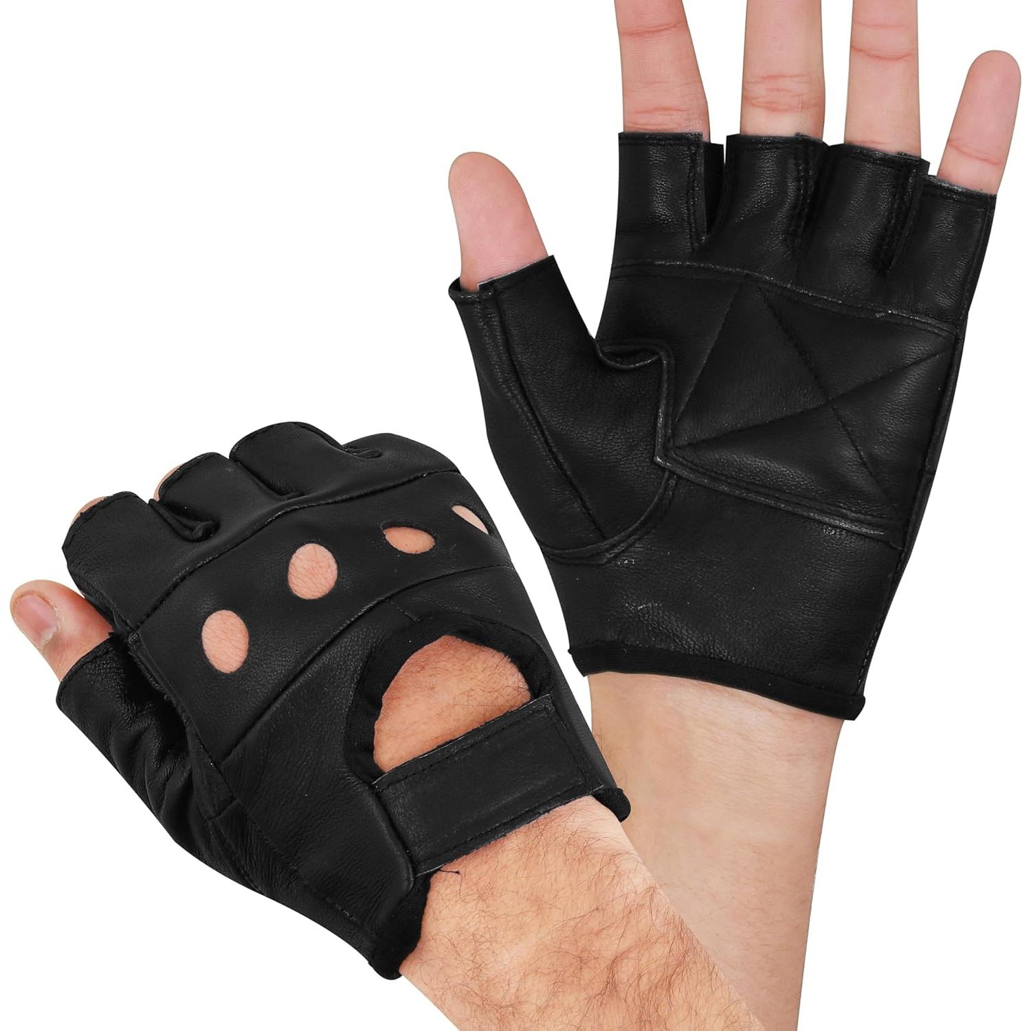 Guantes de Cuero Royal Coalition LGV-89 Sin Dedos Negro