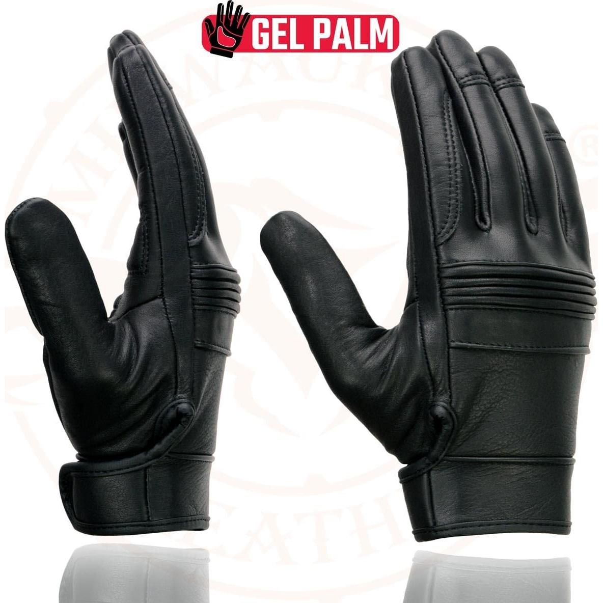 Guantes de Moto Milwaukee Leather MG7535 Cuero Negro con Gel