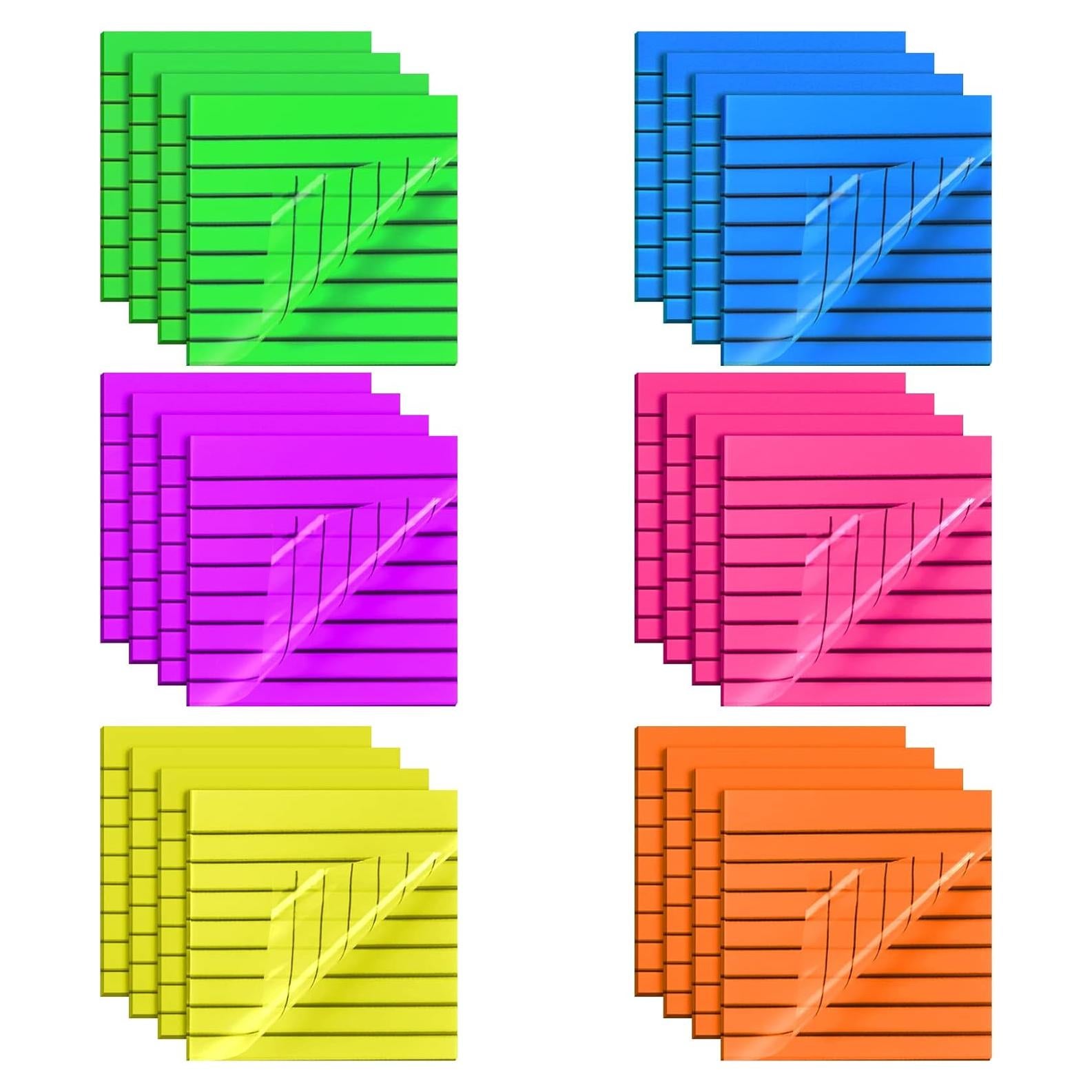 Notas Adhesivas Transparentes Yinder 24 Hojas 7.6x7.6cm Colores Brillantes