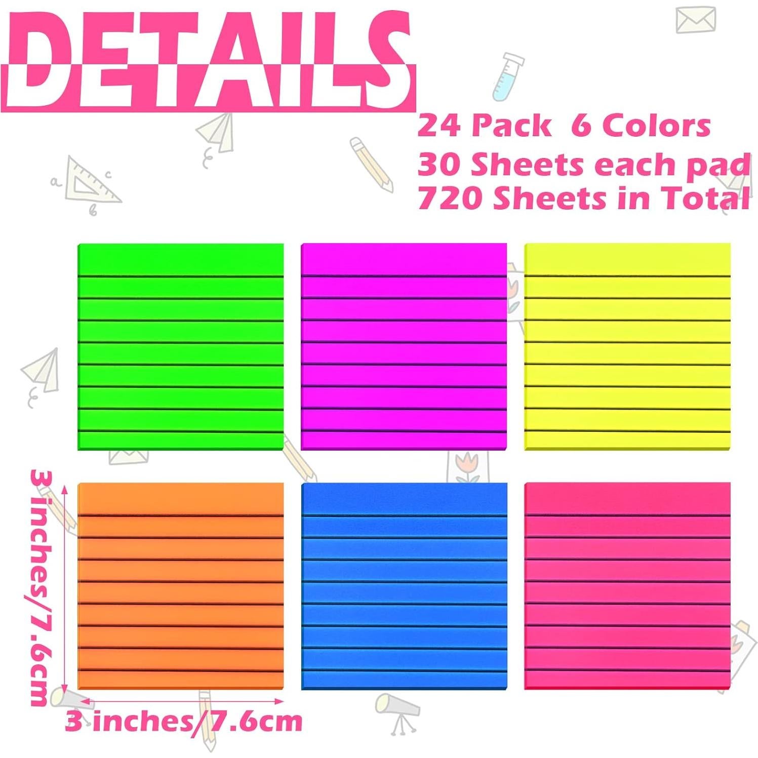 Notas Adhesivas Transparentes Yinder 24 Hojas 7.6x7.6cm Colores Brillantes