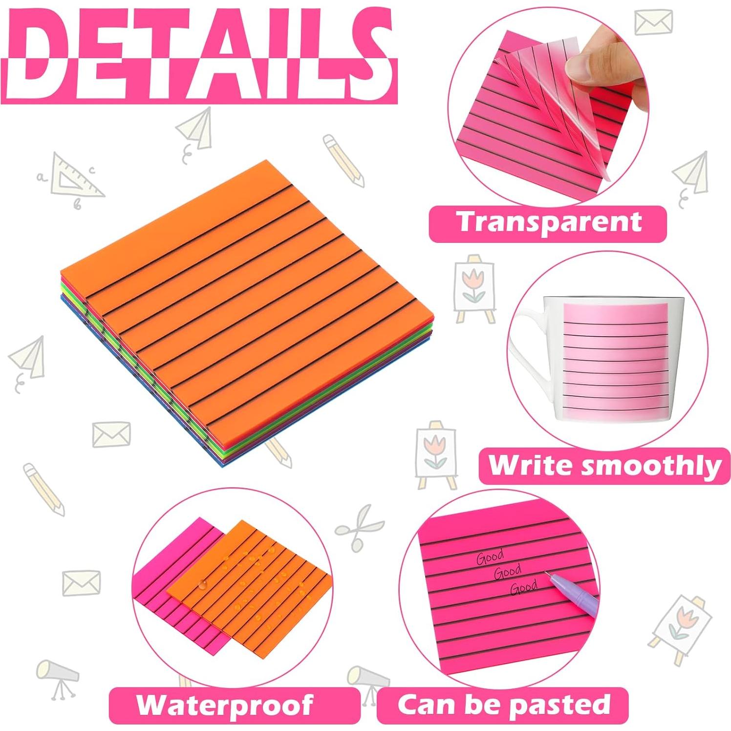 Notas Adhesivas Transparentes Yinder 24 Hojas 7.6x7.6cm Colores Brillantes