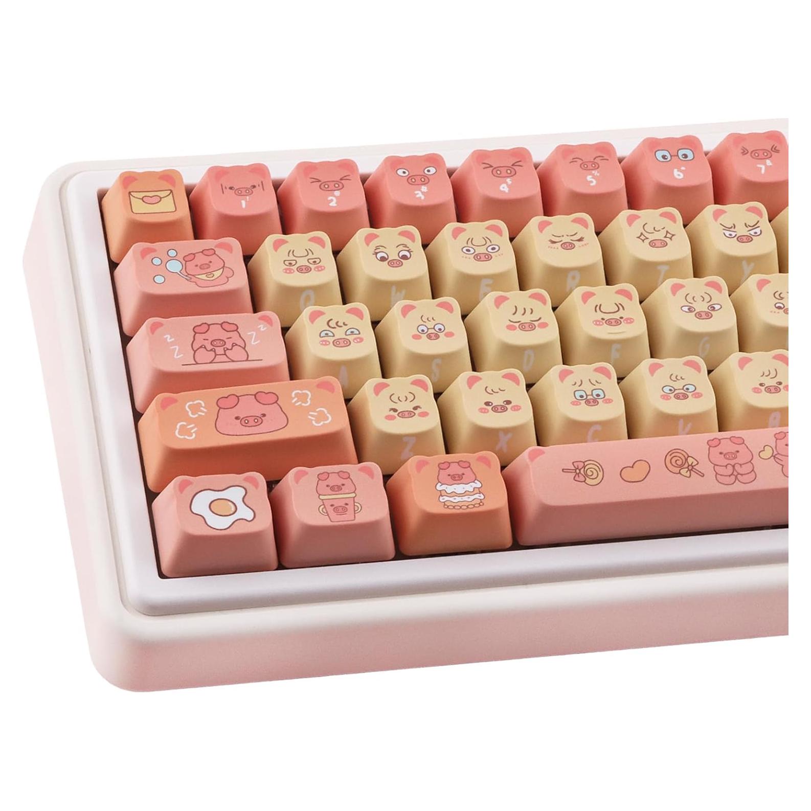 Teclas PBT 138 Lindas Cerdo de Postre Tyrixki para Teclados Mecánicos