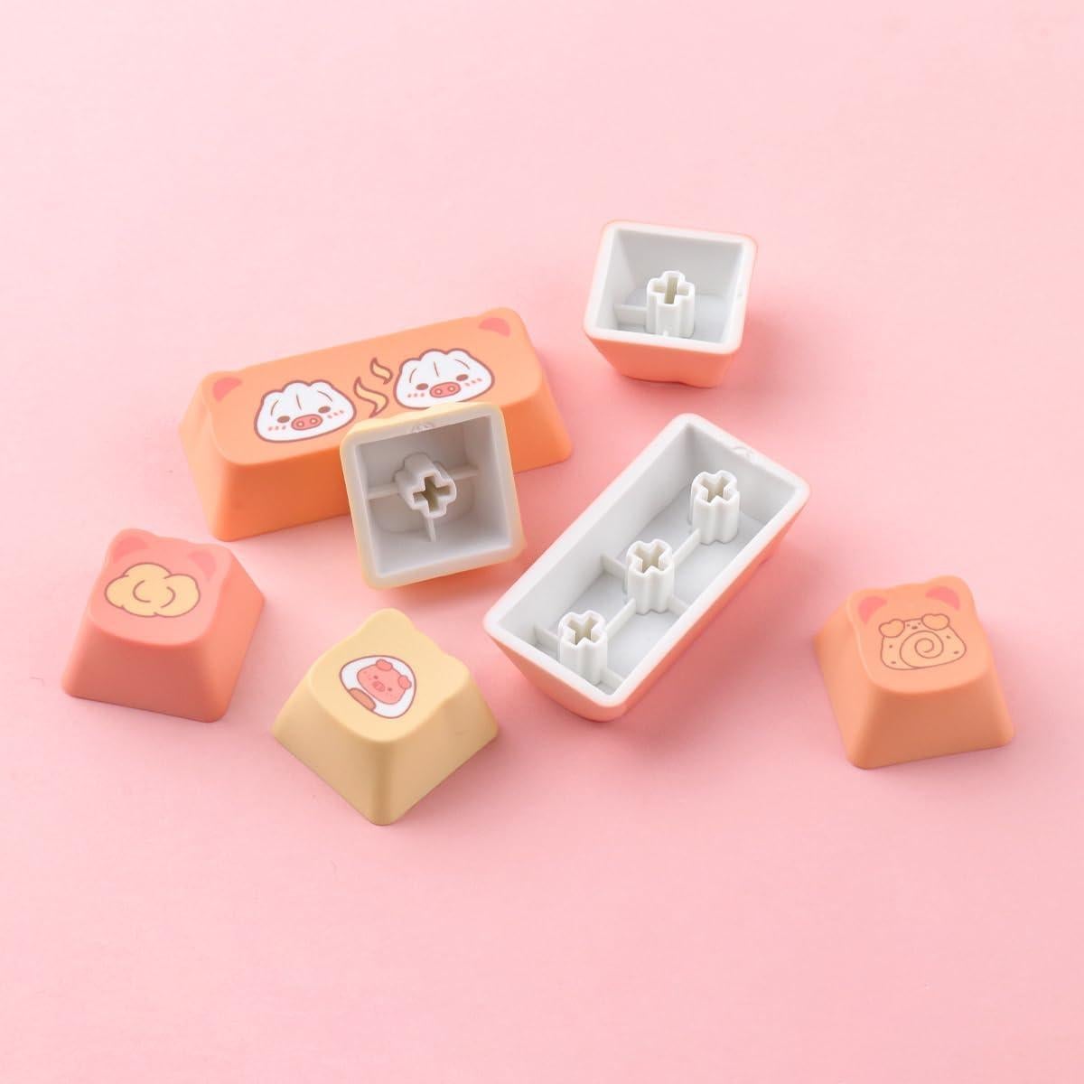 Teclas PBT 138 Lindas Cerdo de Postre Tyrixki para Teclados Mecánicos