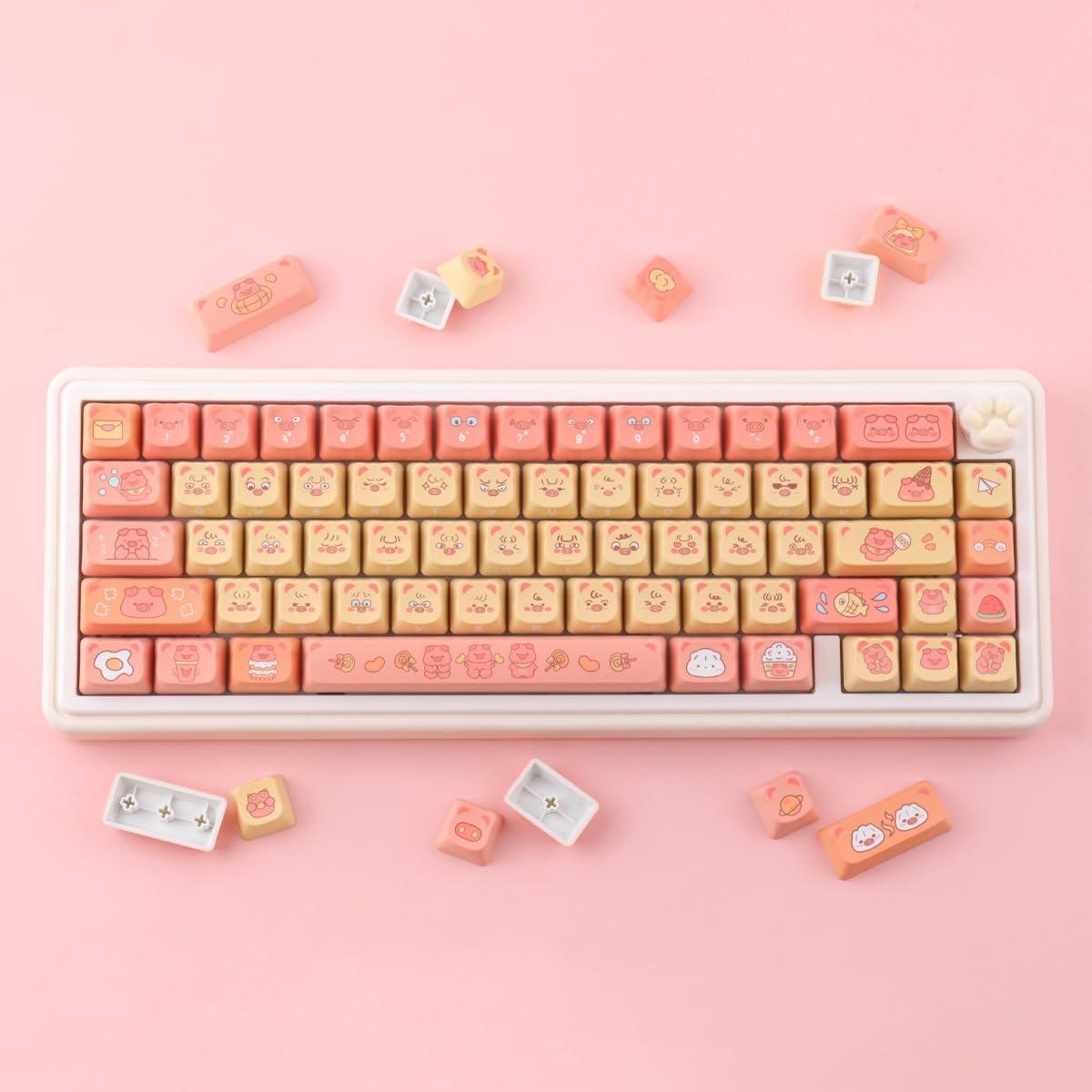 Teclas PBT 138 Lindas Cerdo de Postre Tyrixki para Teclados Mecánicos
