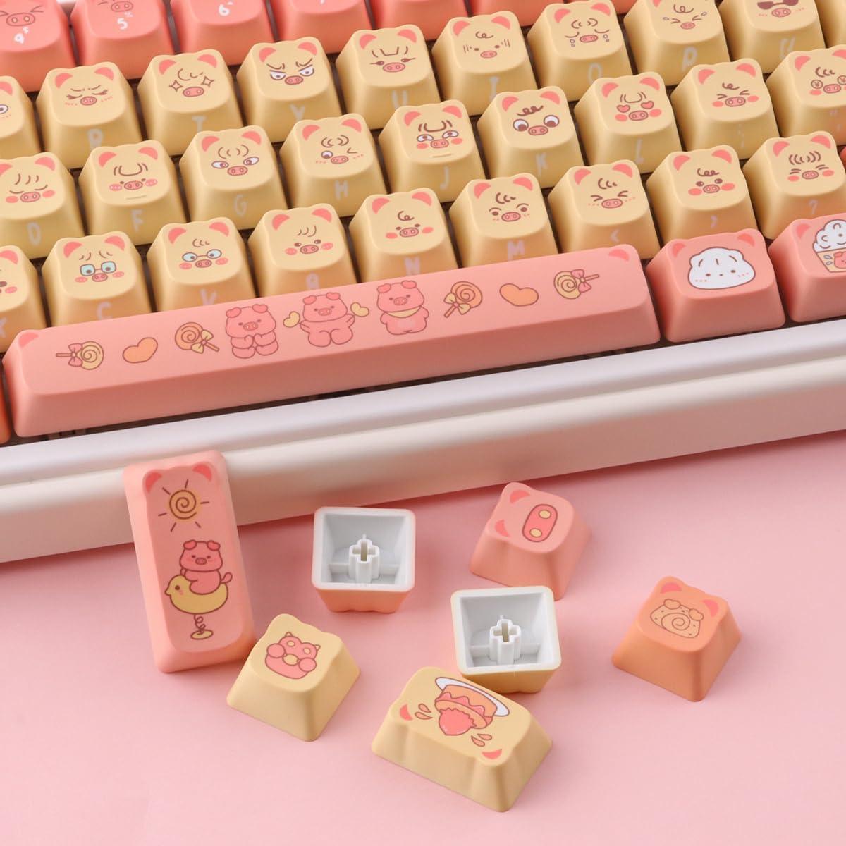 Teclas PBT 138 Lindas Cerdo de Postre Tyrixki para Teclados Mecánicos