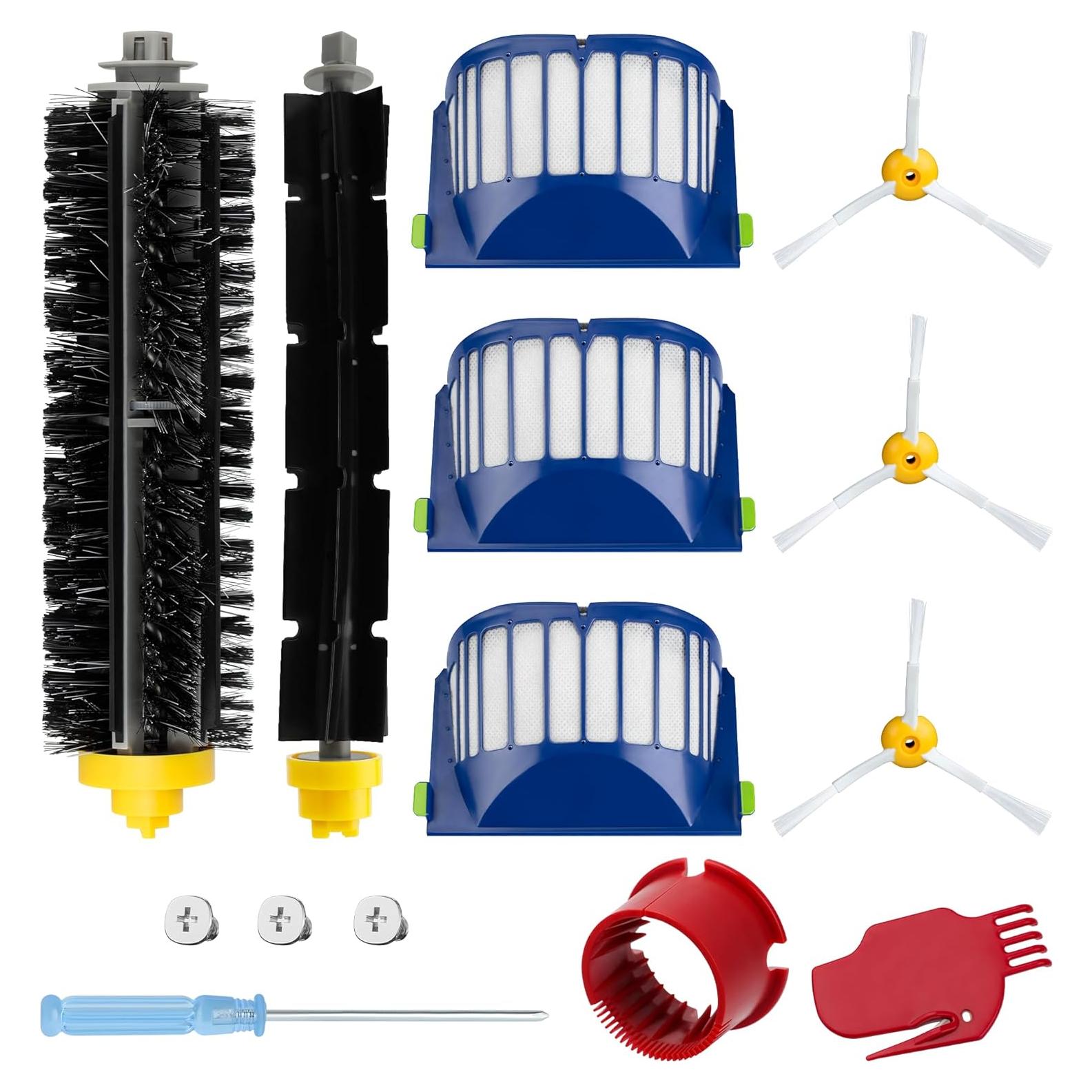 Repuestos Funmit para Roomba 500/600 - 3 Filtros y 4 Cepillos