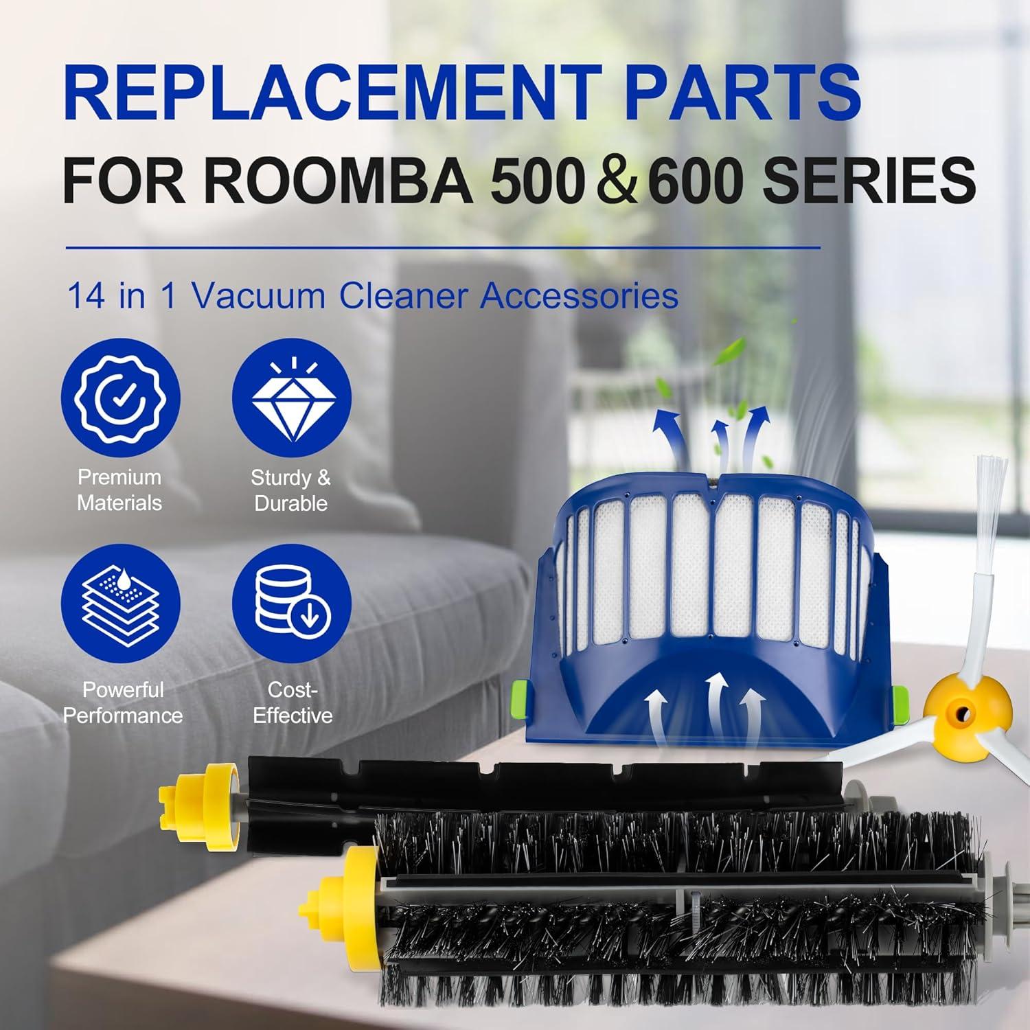 Repuestos Funmit para Roomba 500/600 - 3 Filtros y 4 Cepillos