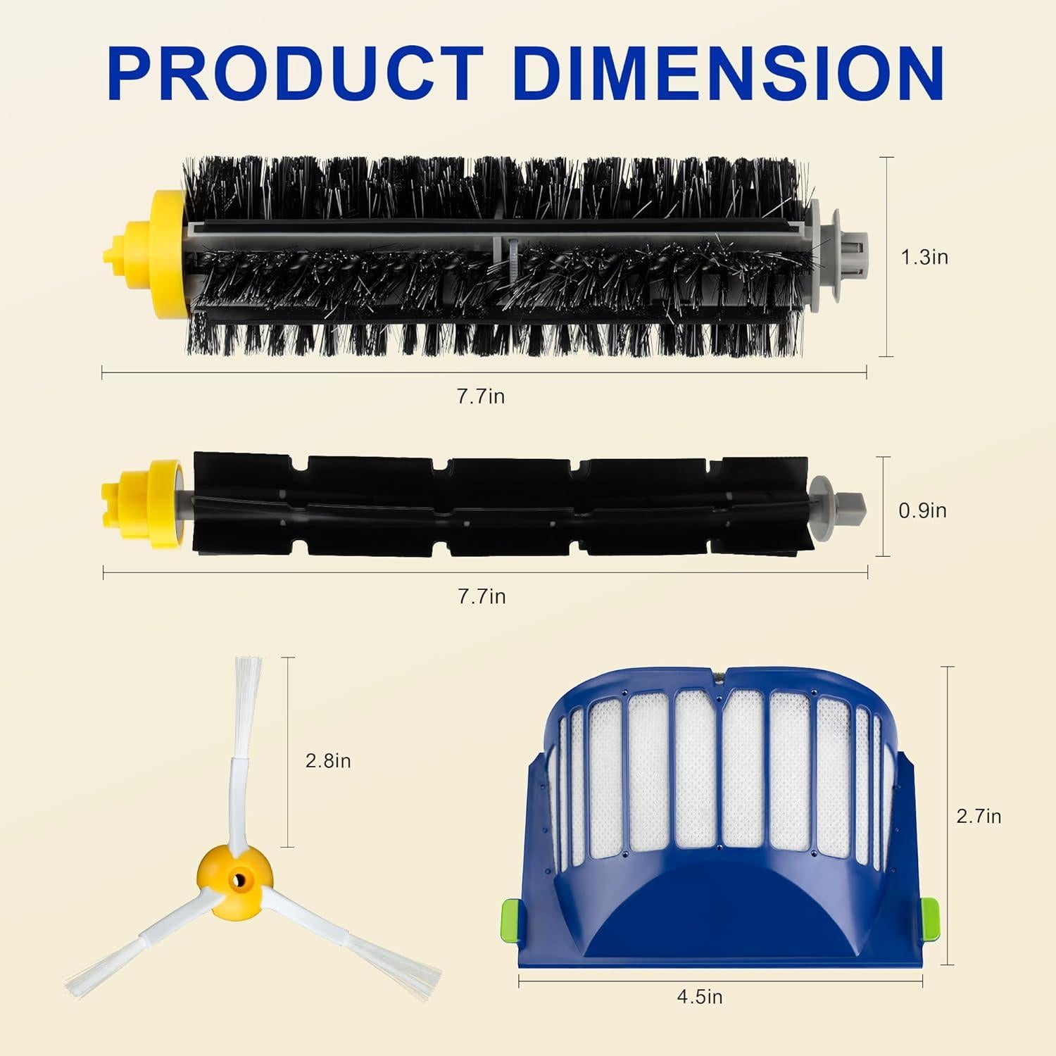 Repuestos Funmit para Roomba 500/600 - 3 Filtros y 4 Cepillos