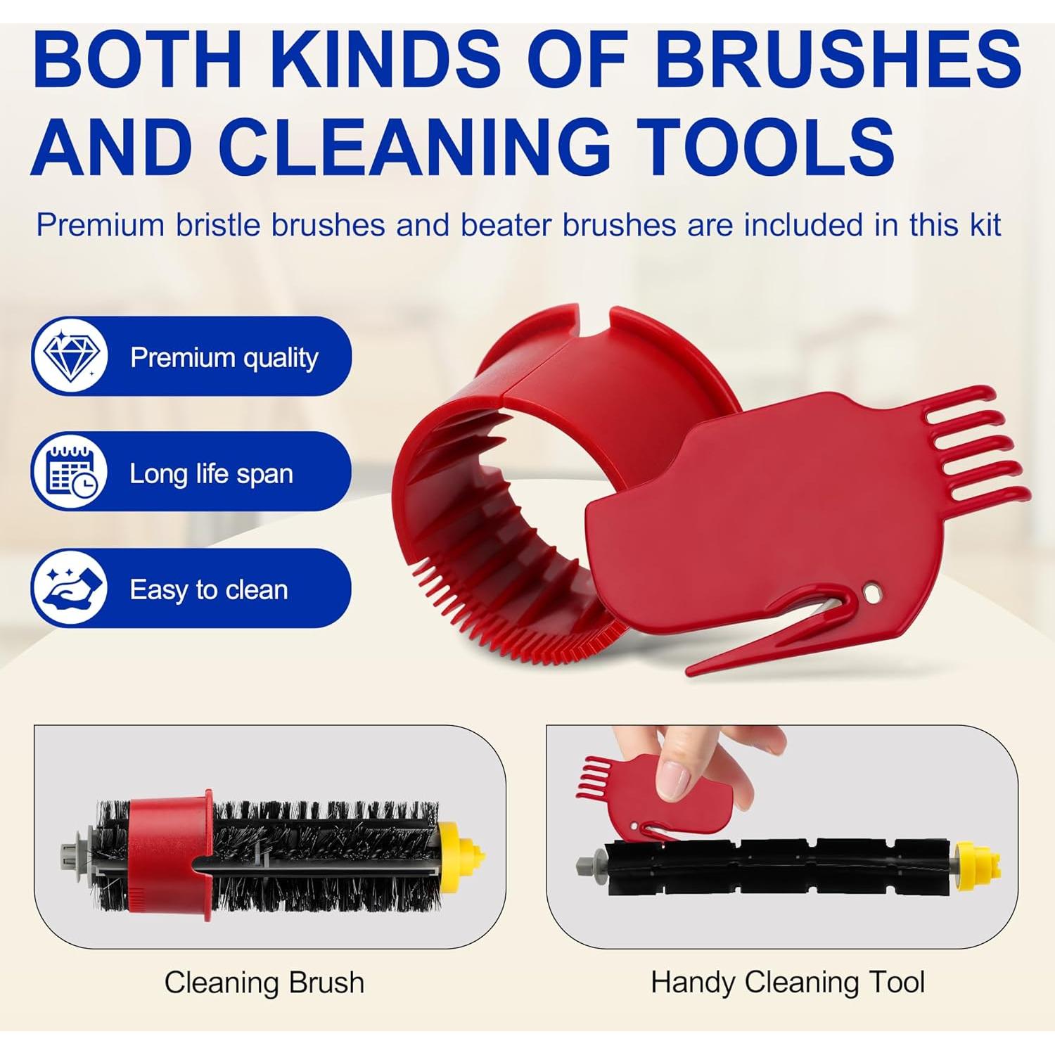 Repuestos Funmit para Roomba 500/600 - 3 Filtros y 4 Cepillos