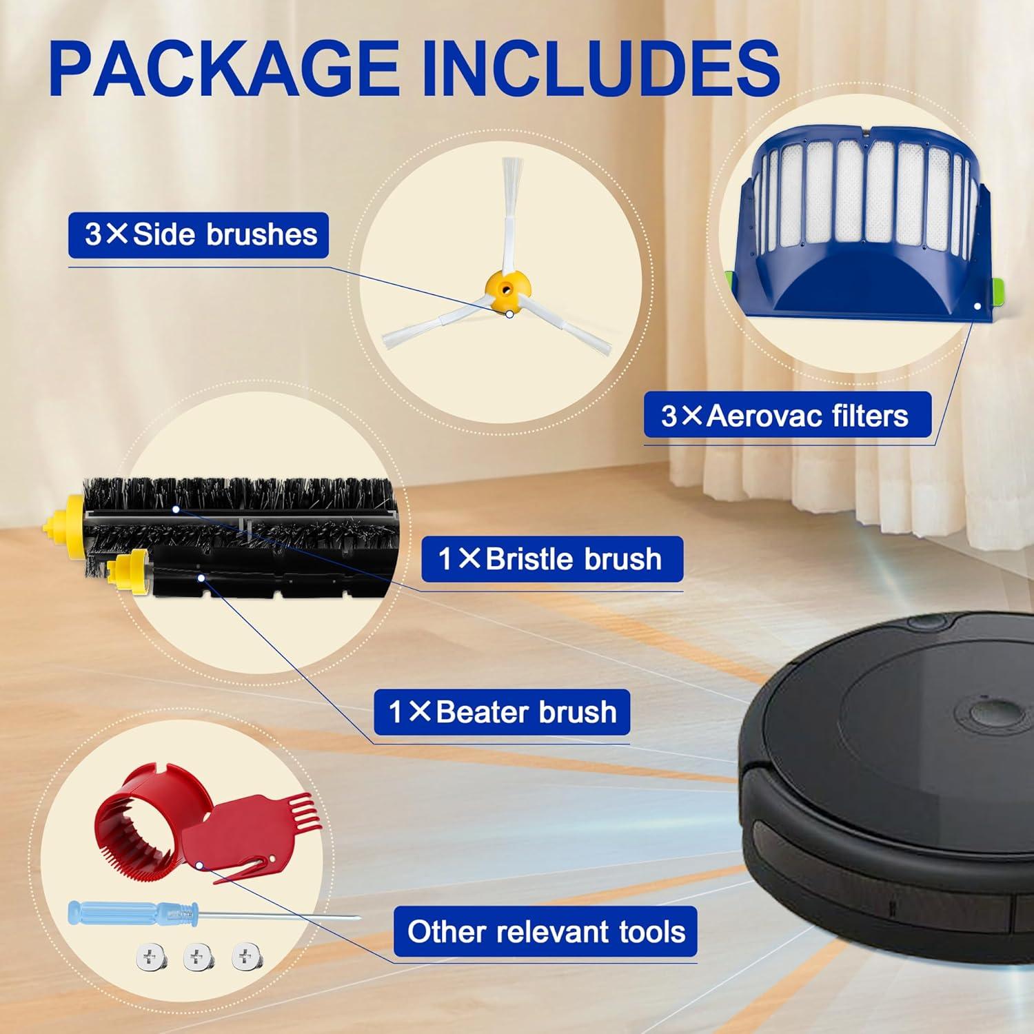 Repuestos Funmit para Roomba 500/600 - 3 Filtros y 4 Cepillos