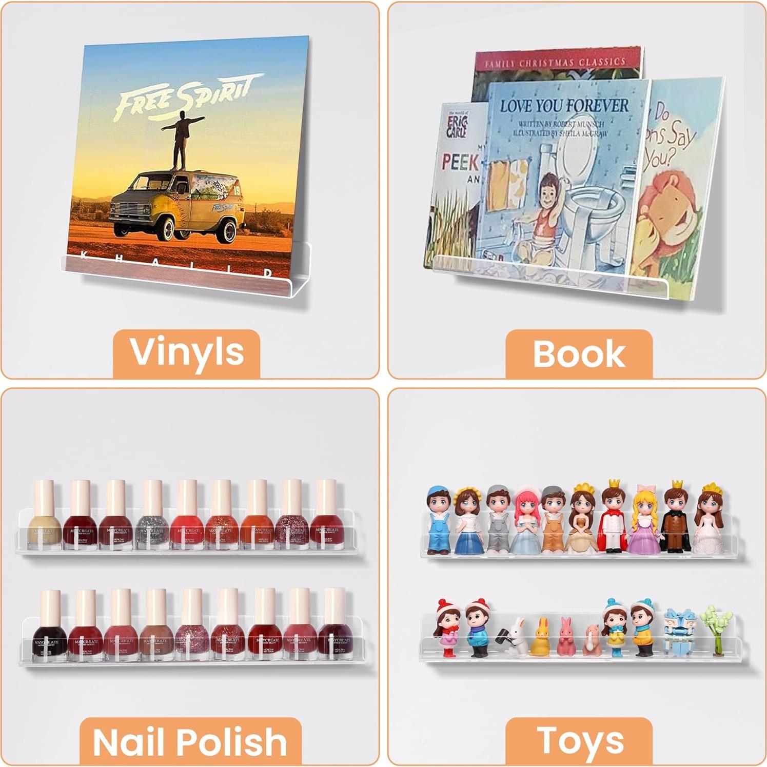 Estantes Acrílicos Transparentes Upsimples 10 Unidades 30.5x4.3 cm