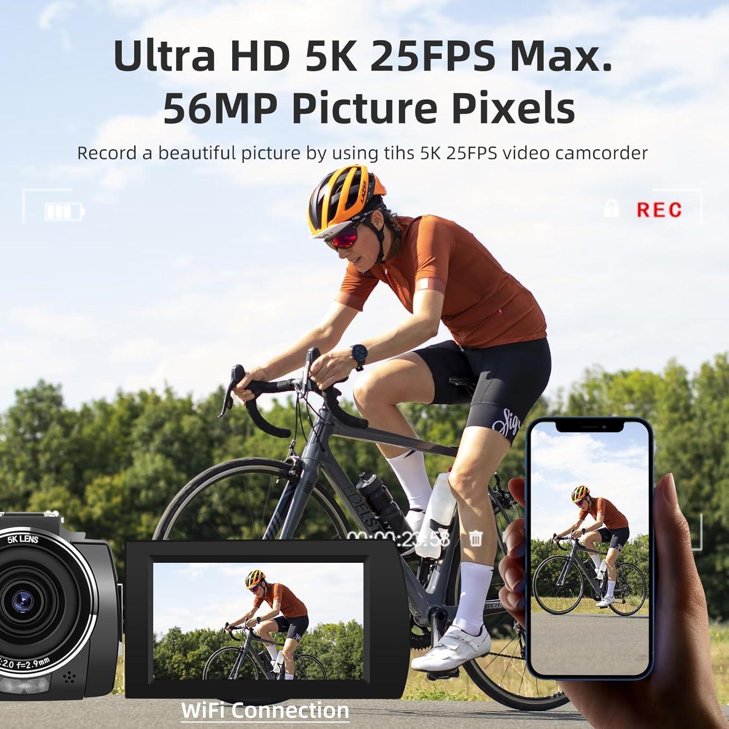 Cámara de Video ORDRO AE20 5K 56MP WiFi con Visión Nocturna